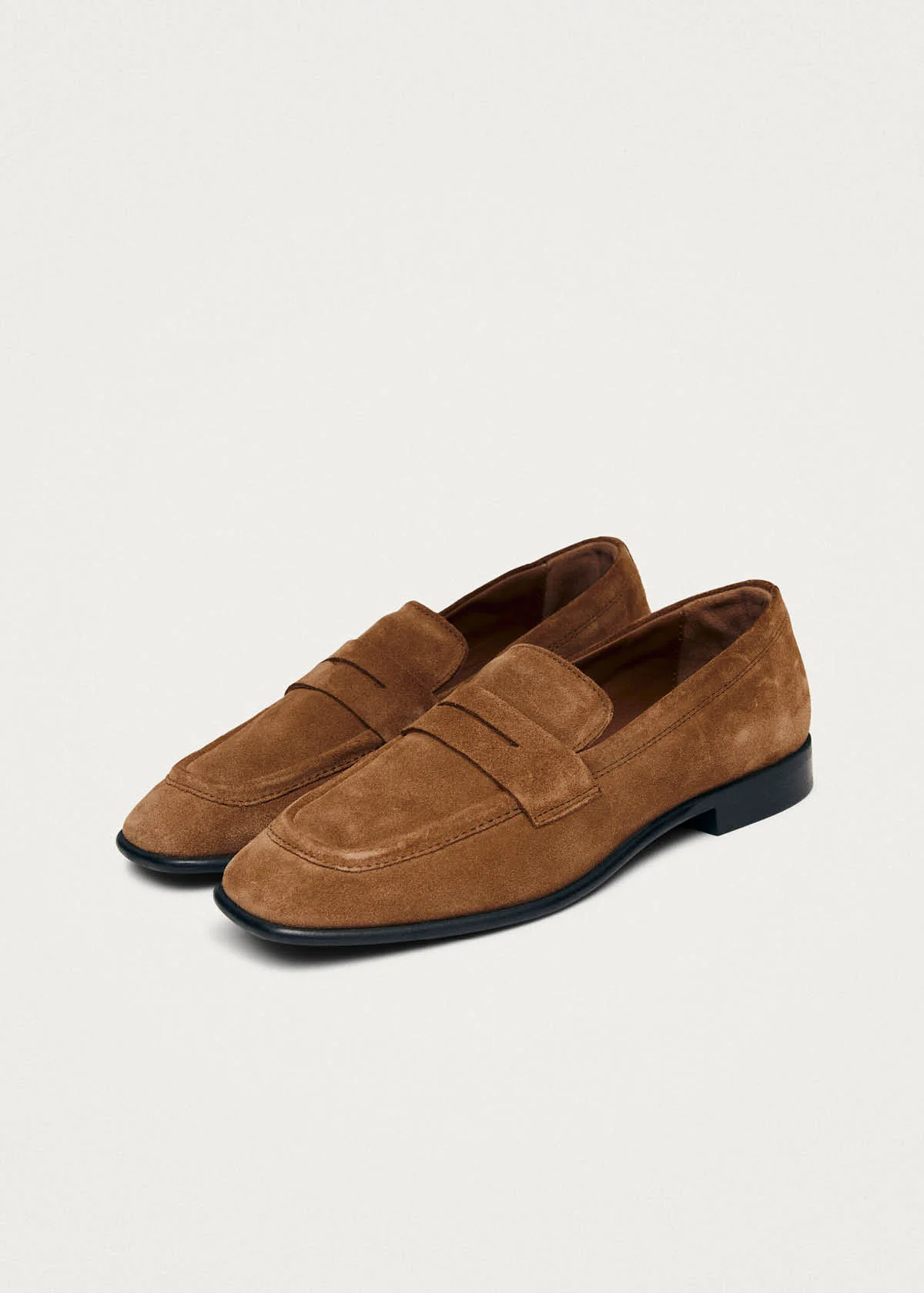 Zaha Suede Tan Leather Loafers