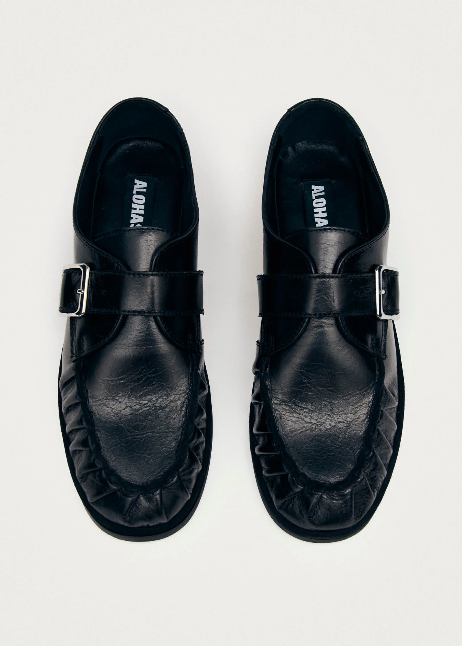 Brandy Black Leather Loafers