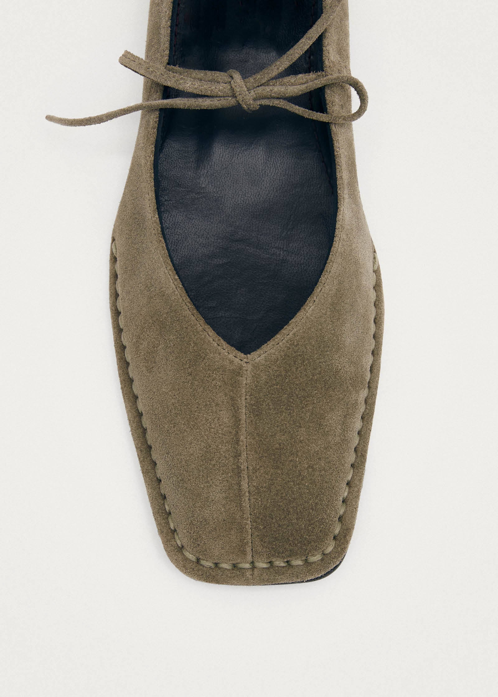 Sway Suede Khaki Leather Ballet Flats