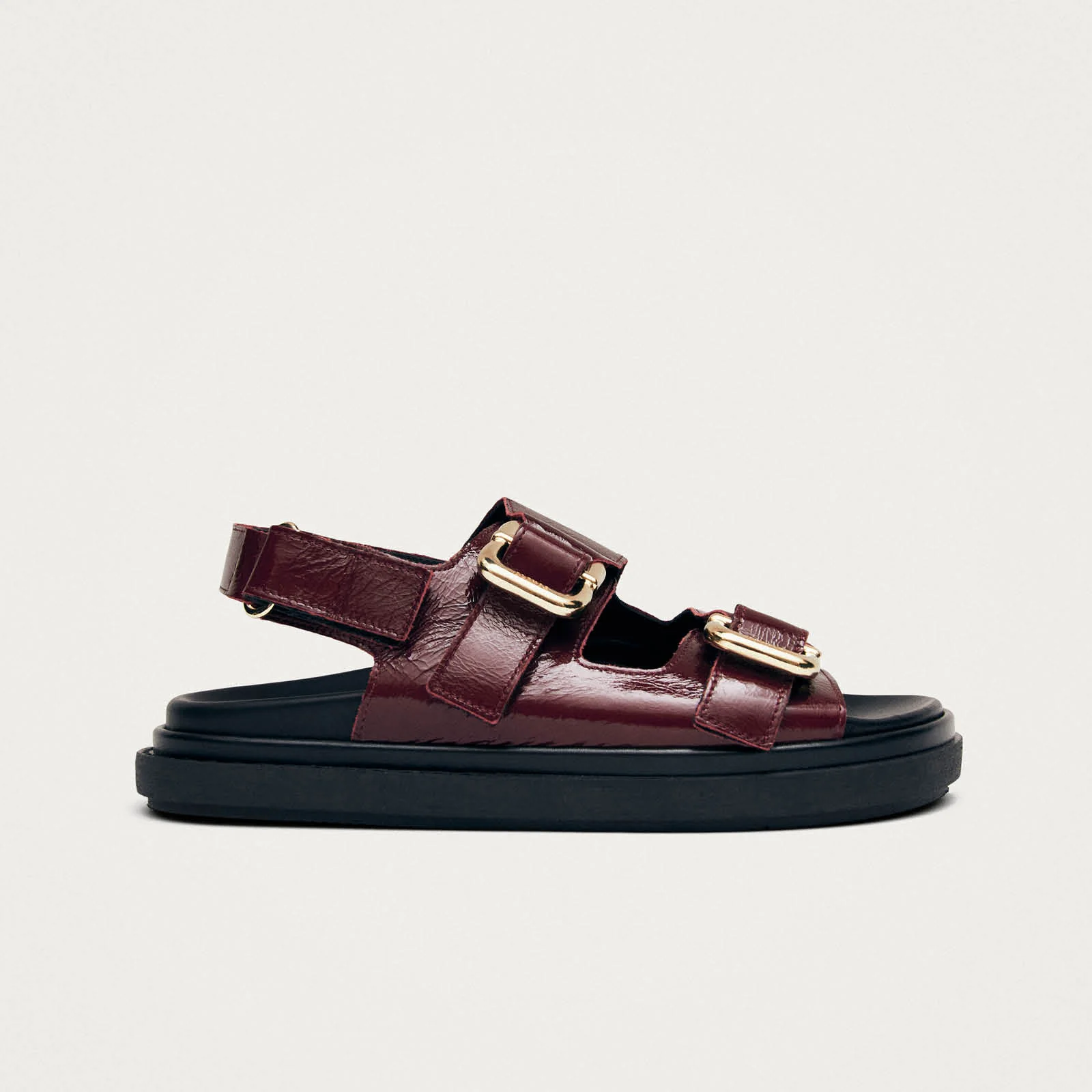 Harper Burgundy Patent Leather Sandals