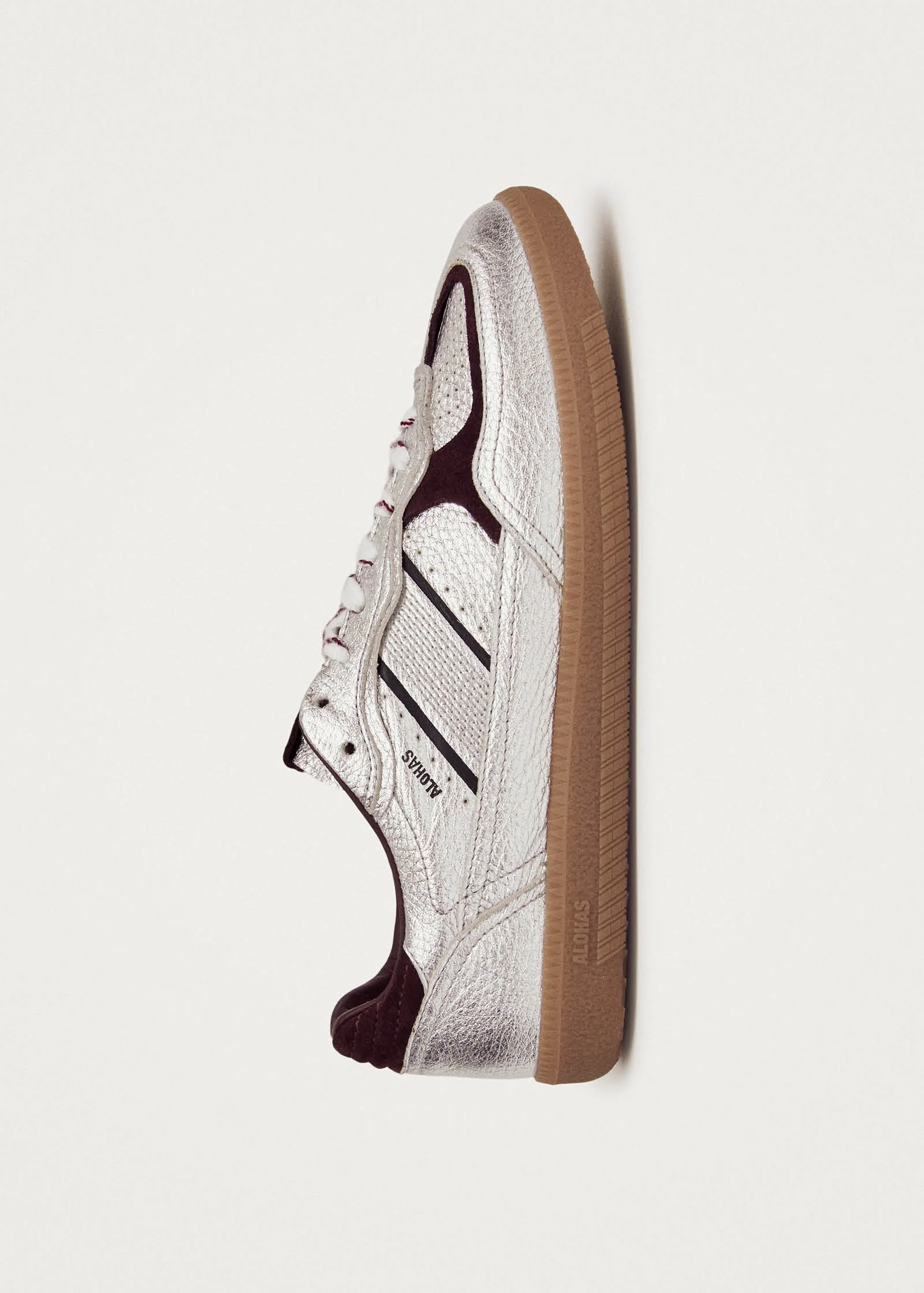 Tb.490 Grain Shimmer Silver & Burgundy Leather Sneakers