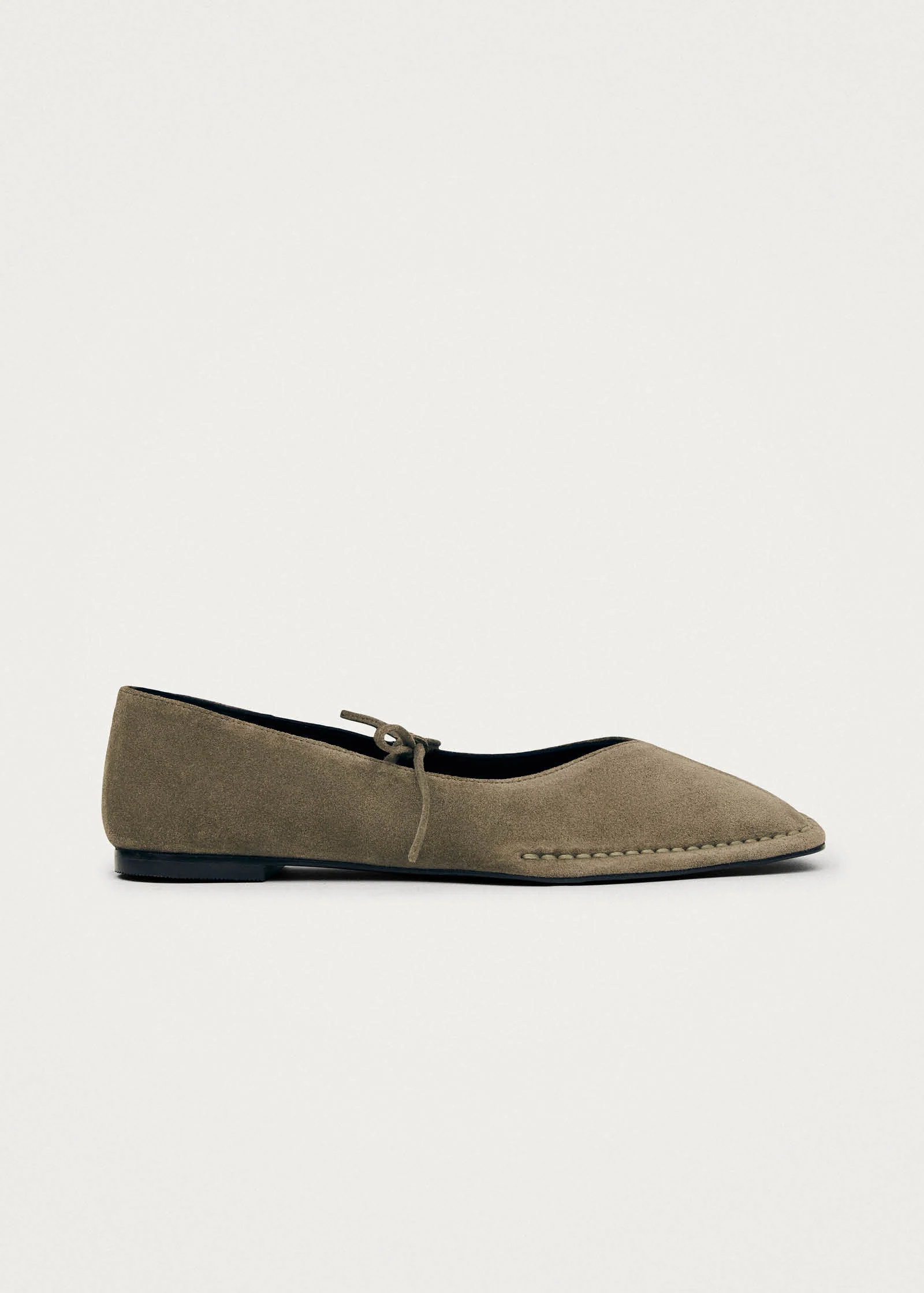 Sway Suede Khaki Leather Ballet Flats