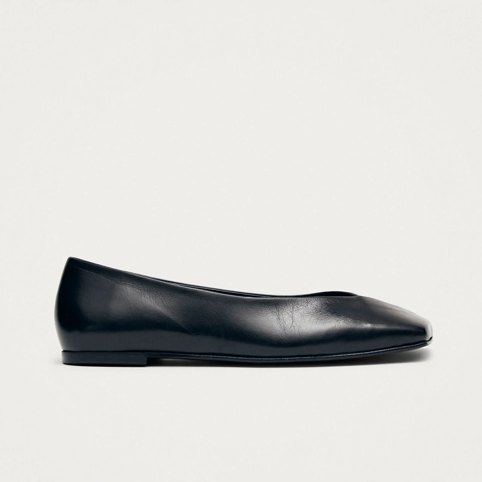 Katia Black Leather Ballet Flats
