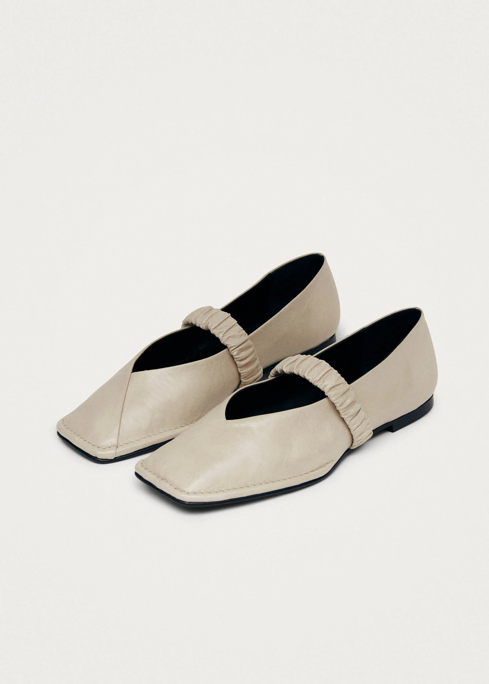 Lautan Cream Leather Ballet Flats