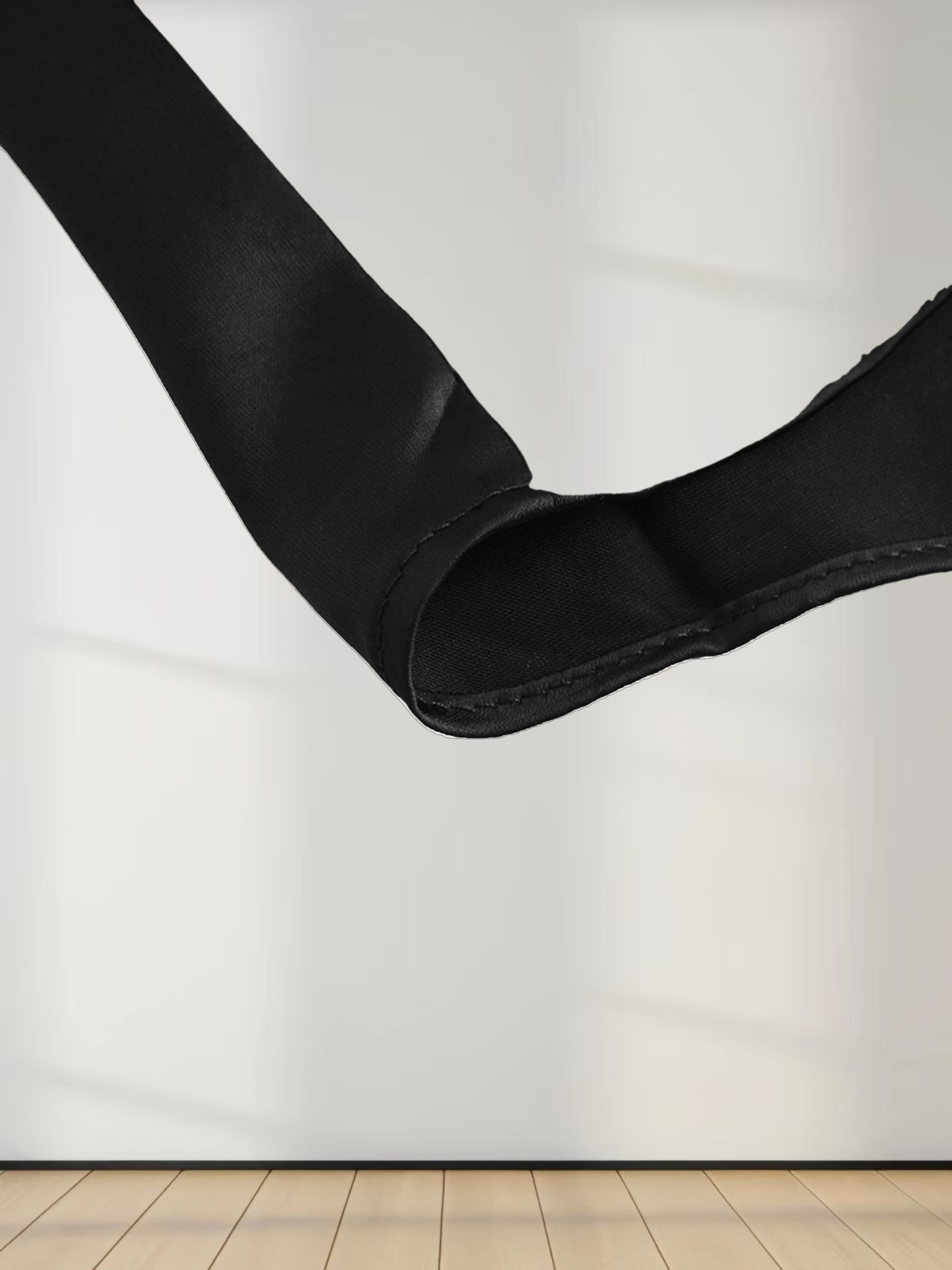 High/Low Faux Satin Crossover Top-Black