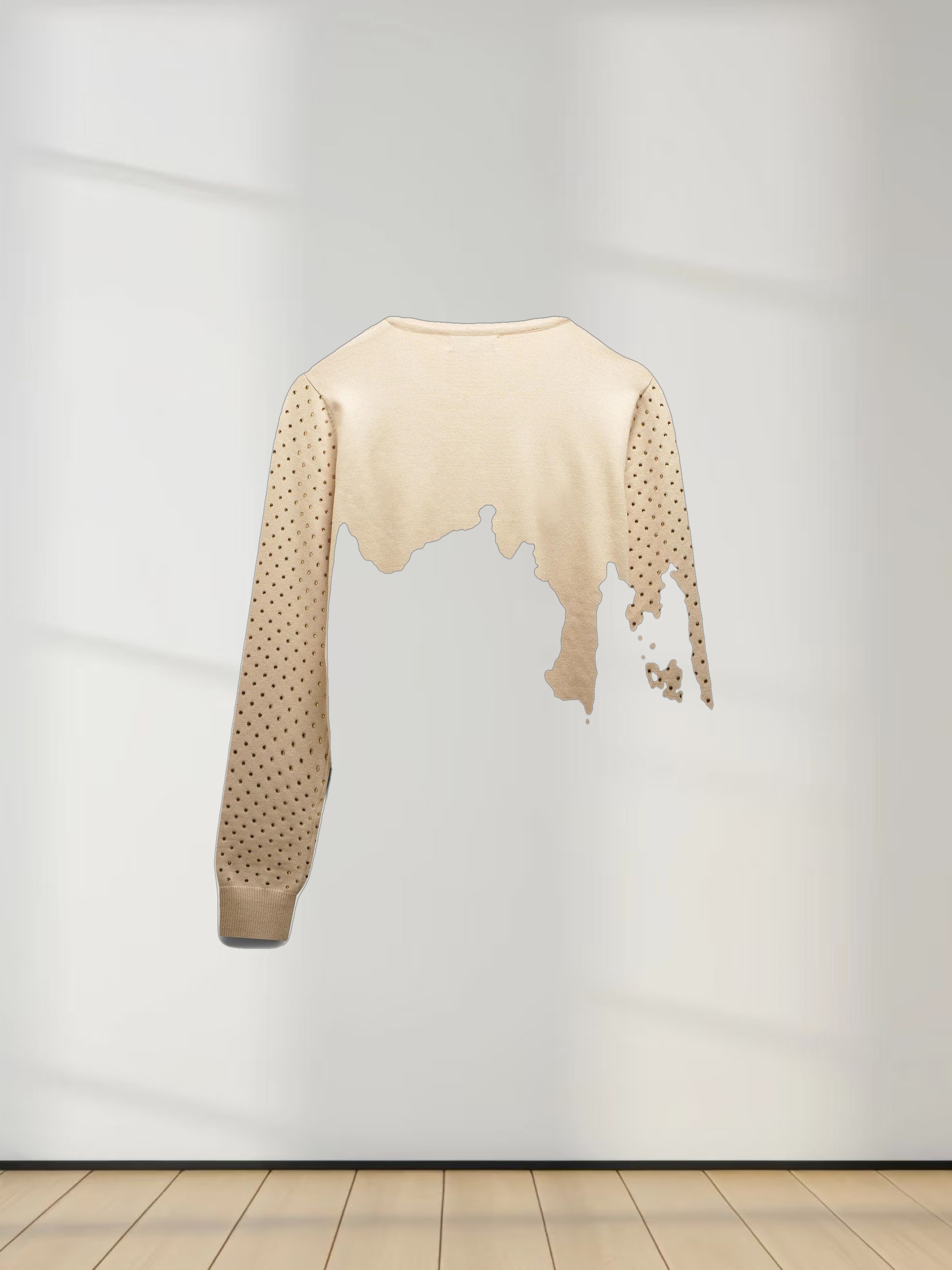 Stone Embellished Crew Cardigan-Vanilla