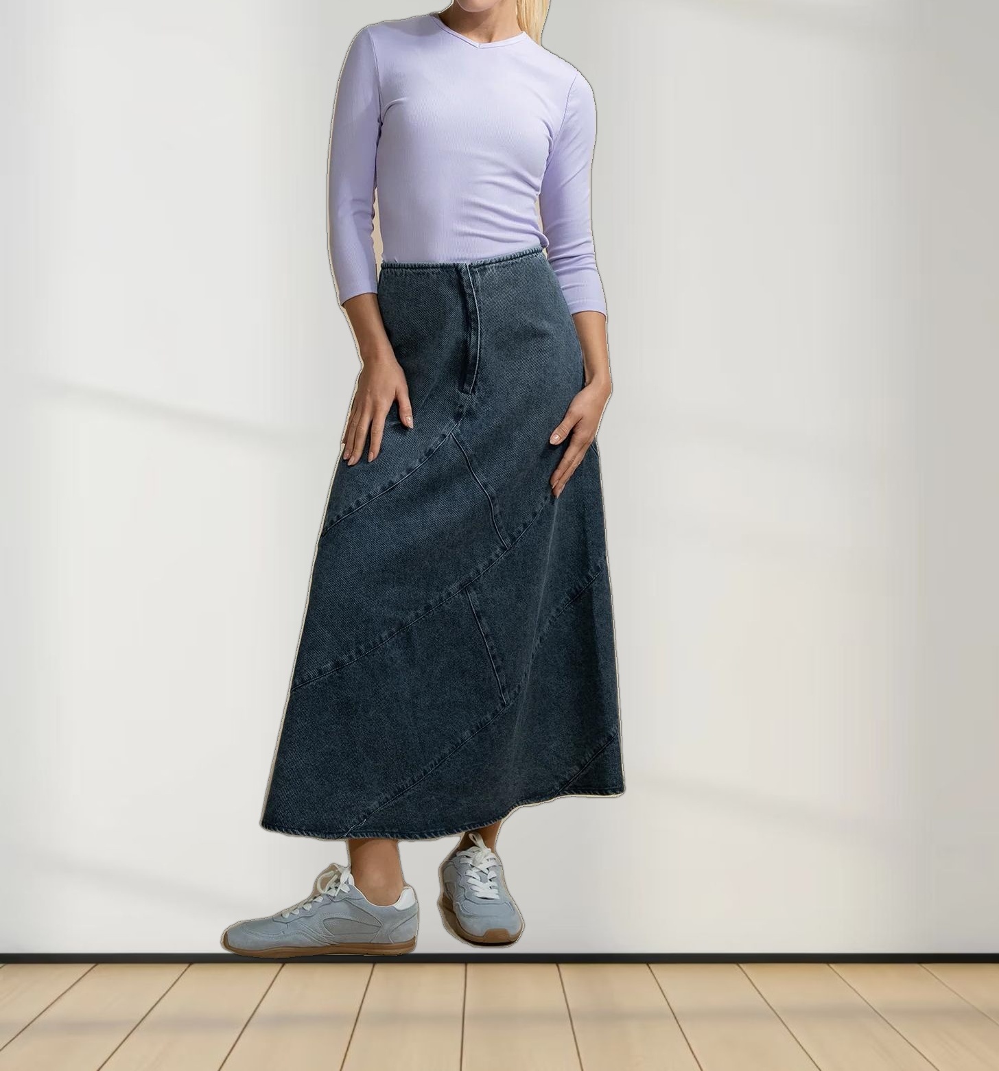 RIBBED HIGH V 3Q-LILAC