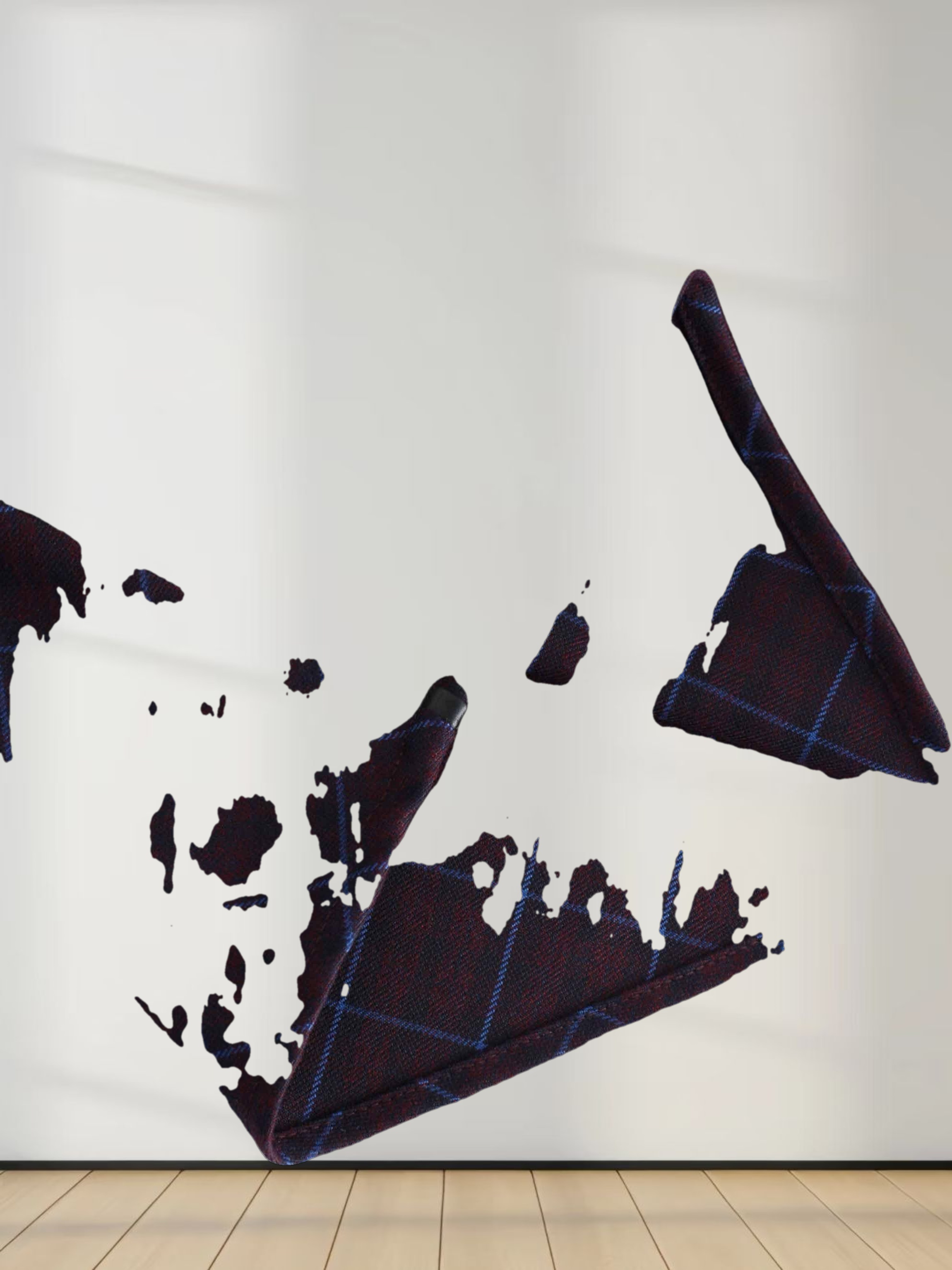 Leather Piped Skirt-Blue Plaid