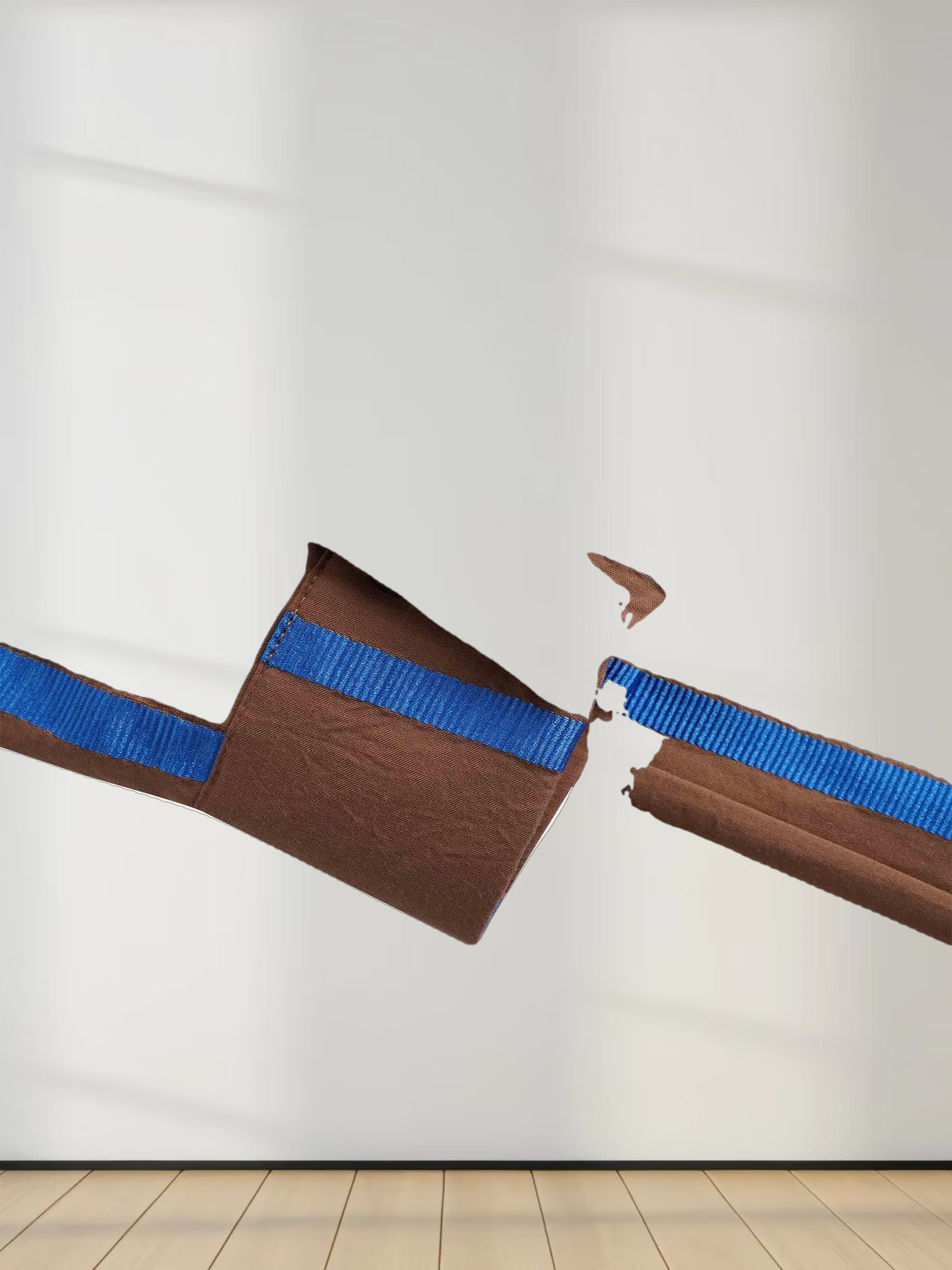 Long Button Down Shirtdress-Brown/Blue Stripe