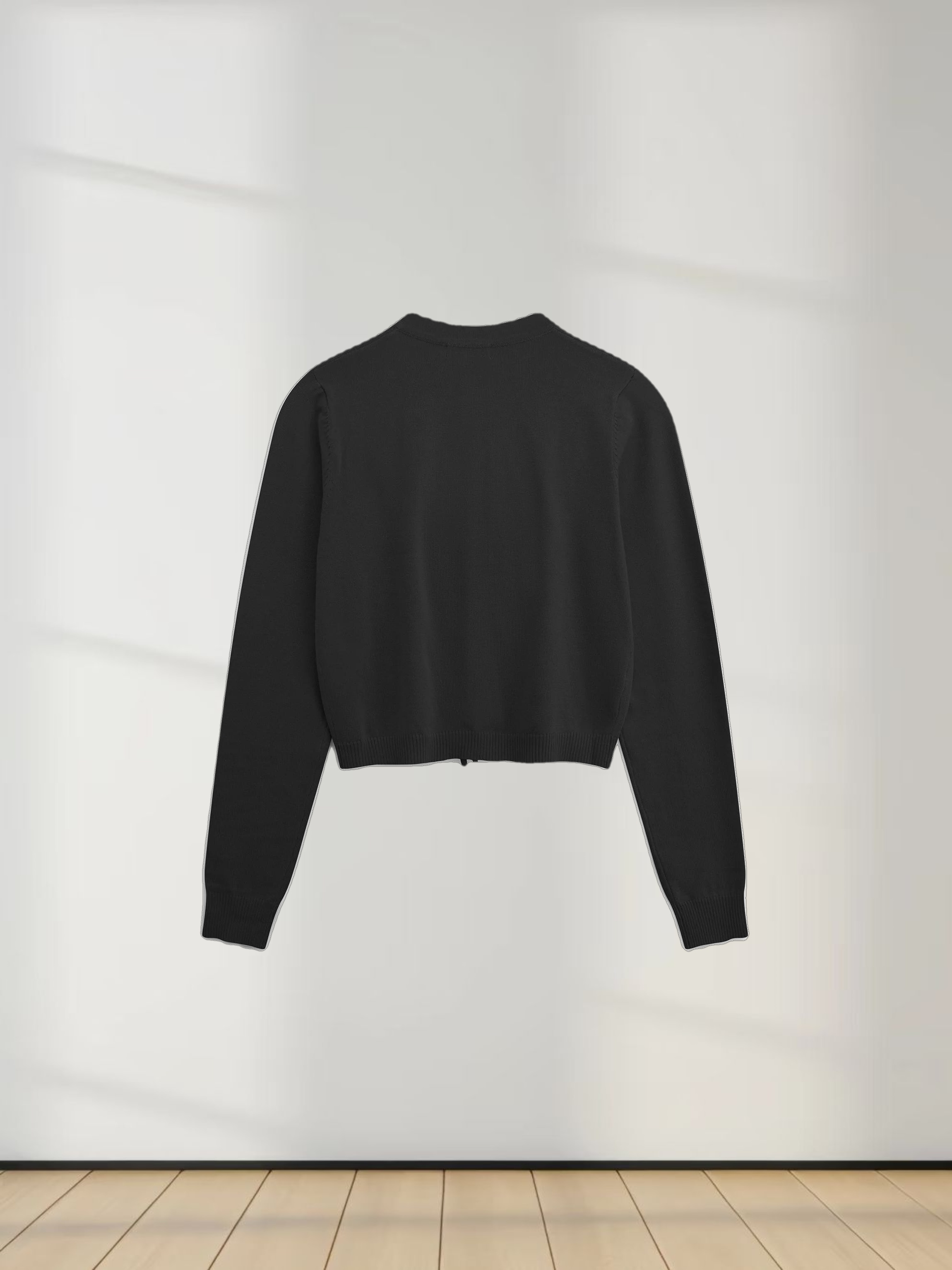 5 Bow Crop Cardigan-Black