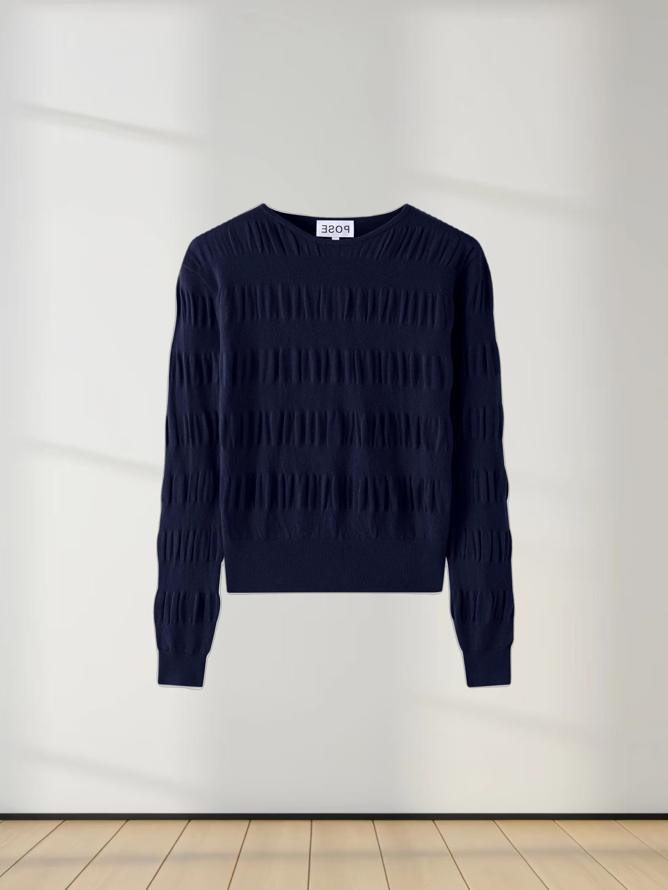 Ruched Sweater-Navy