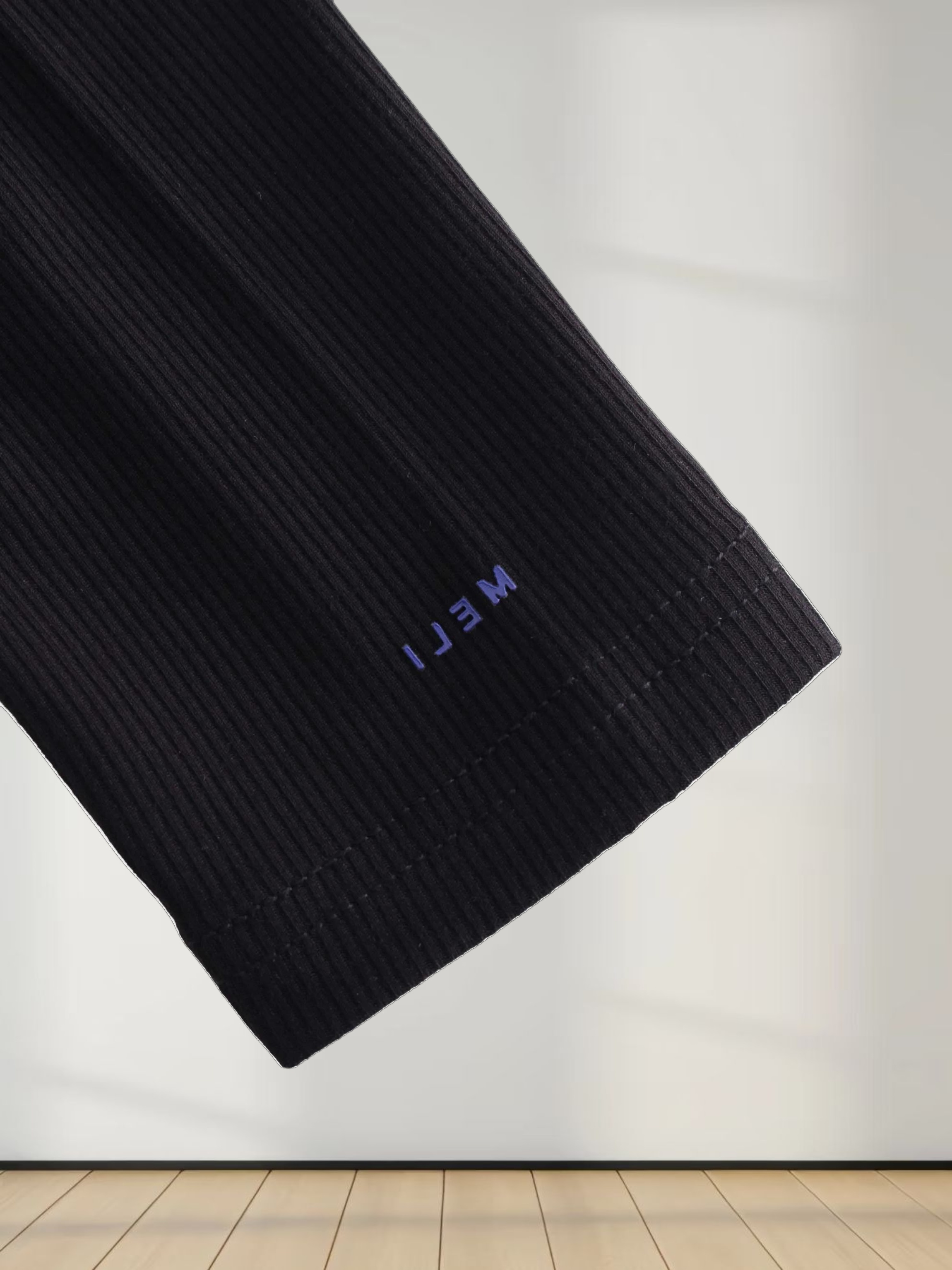 CREW RIBBED DOLMAN-BLACK