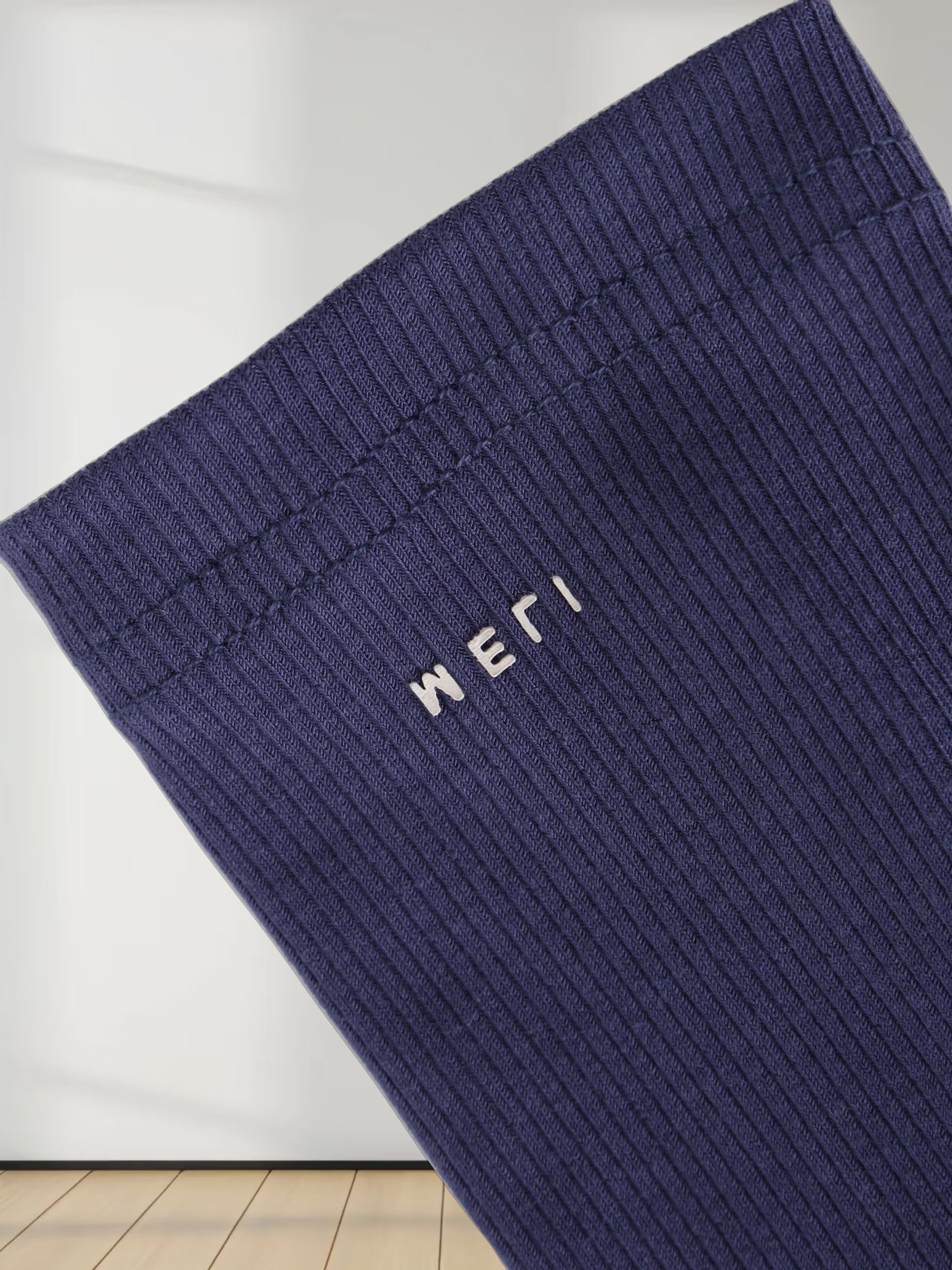 High V Ribbed Tee LS-Indigo Blue