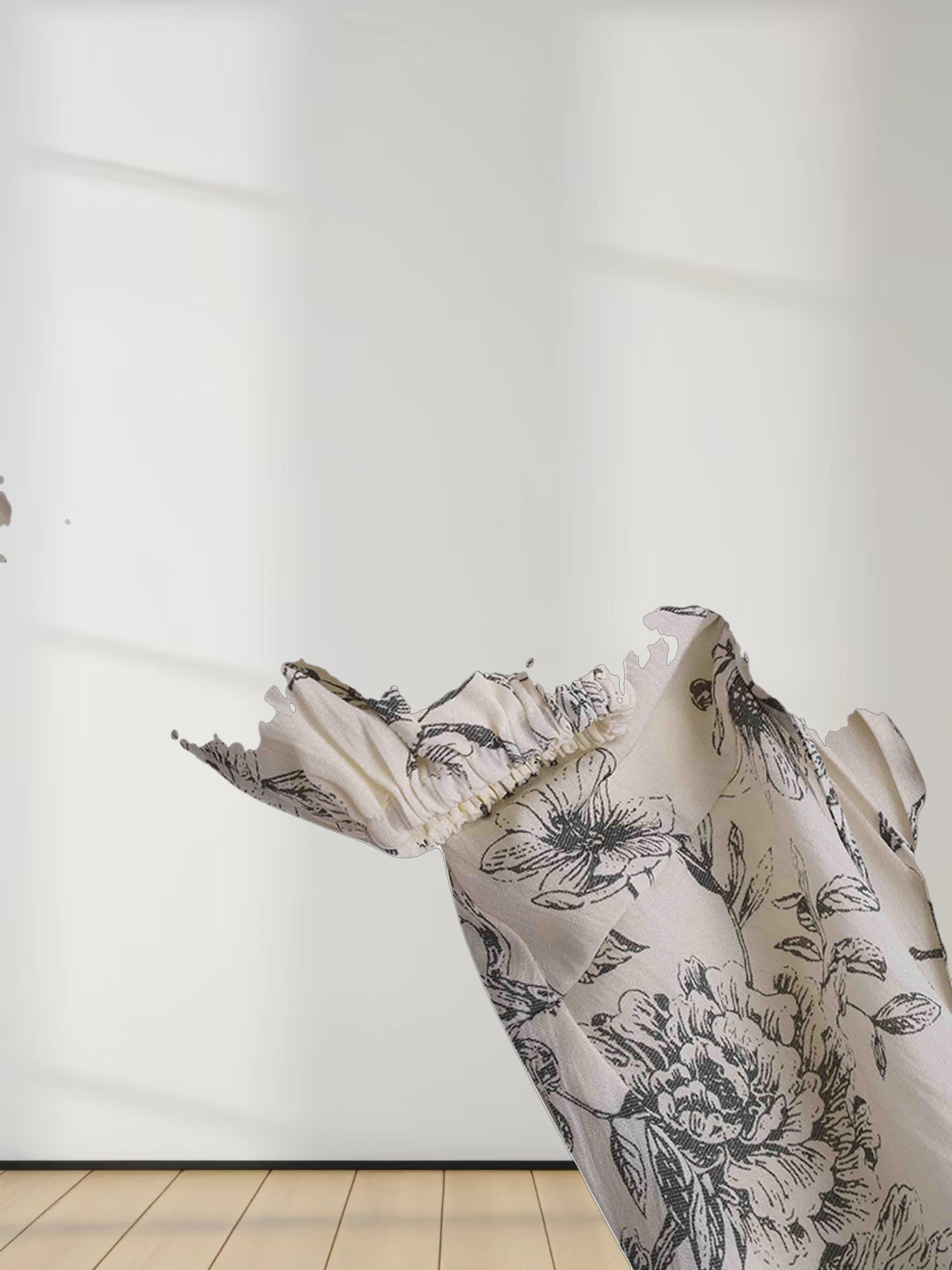 Asymmetrical Yoke Dress-Floral Branch