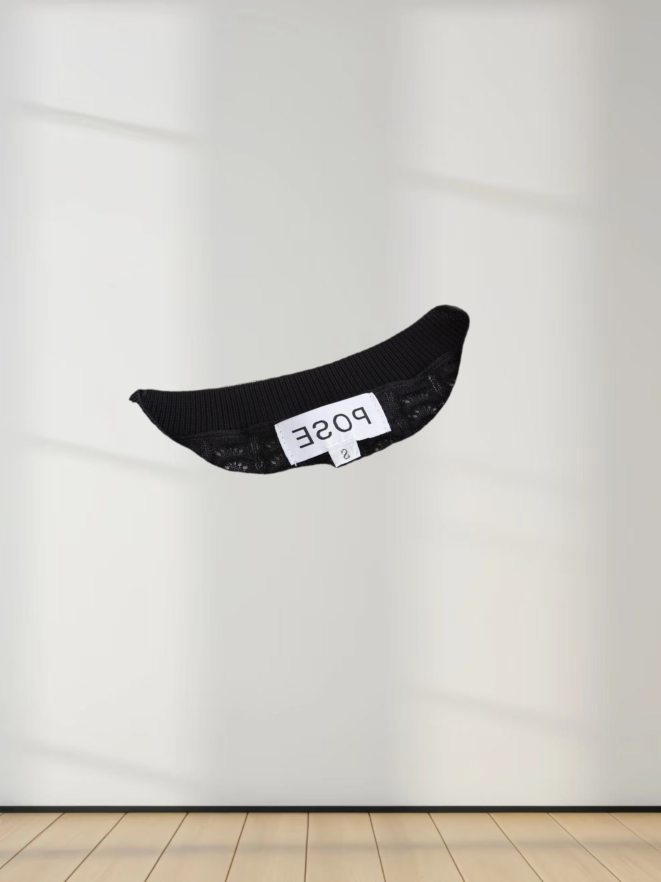 Pointelle Knit Sweater-Black