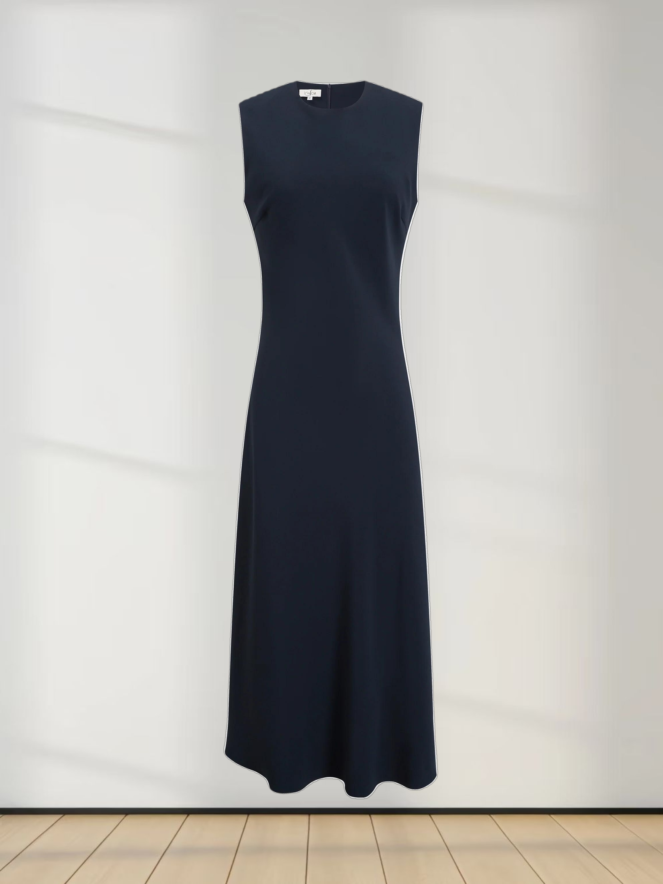 Crepe Slip Dress-Navy