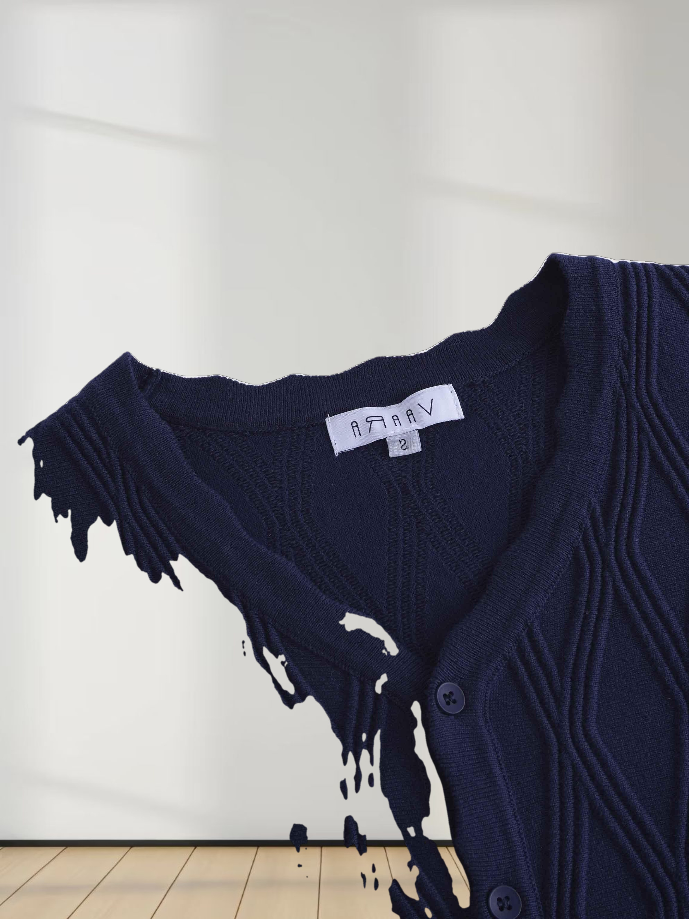 Scalloped Edge Cardigan-Blue