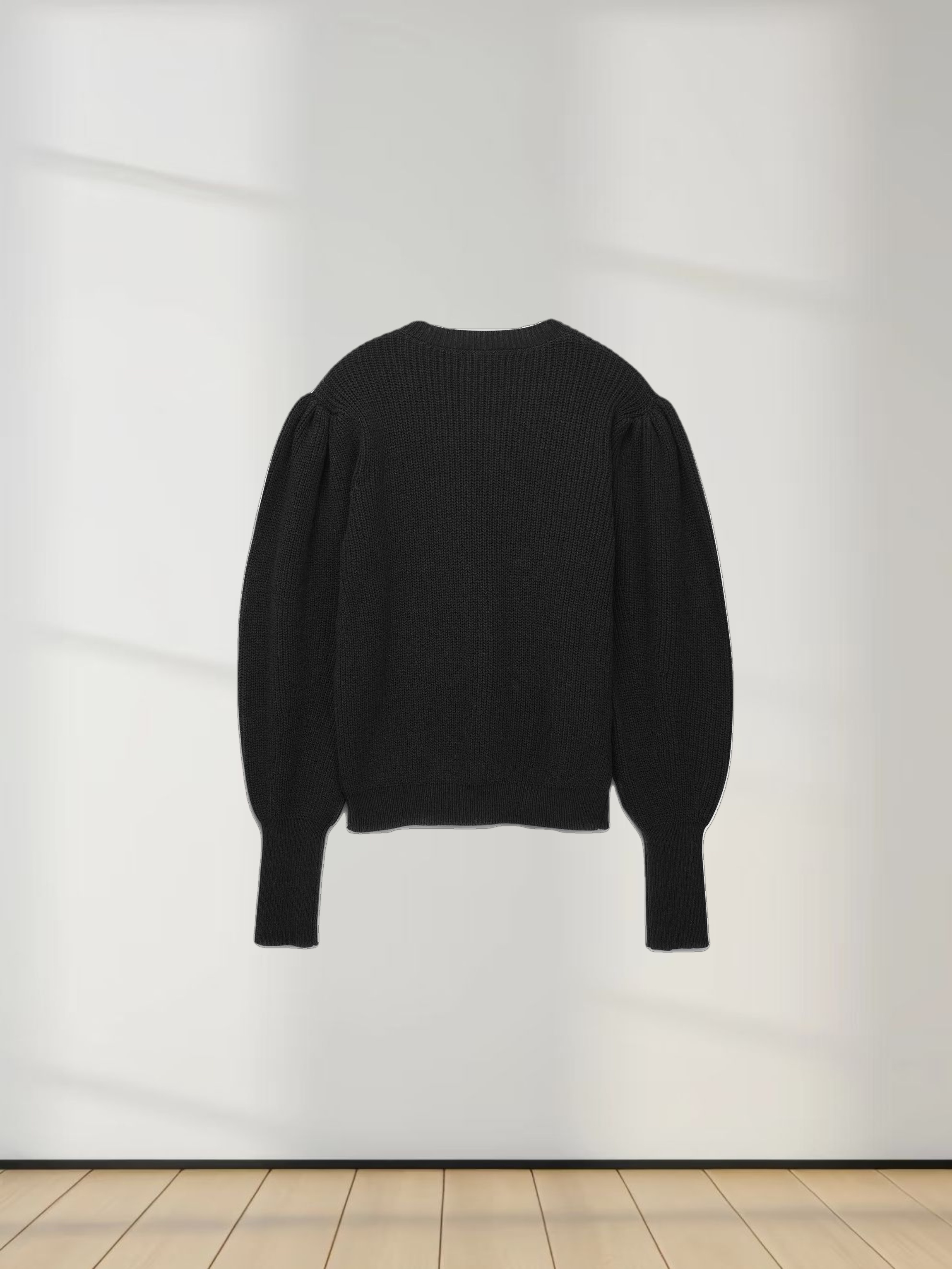 Puff Sleeve Sweater-Black