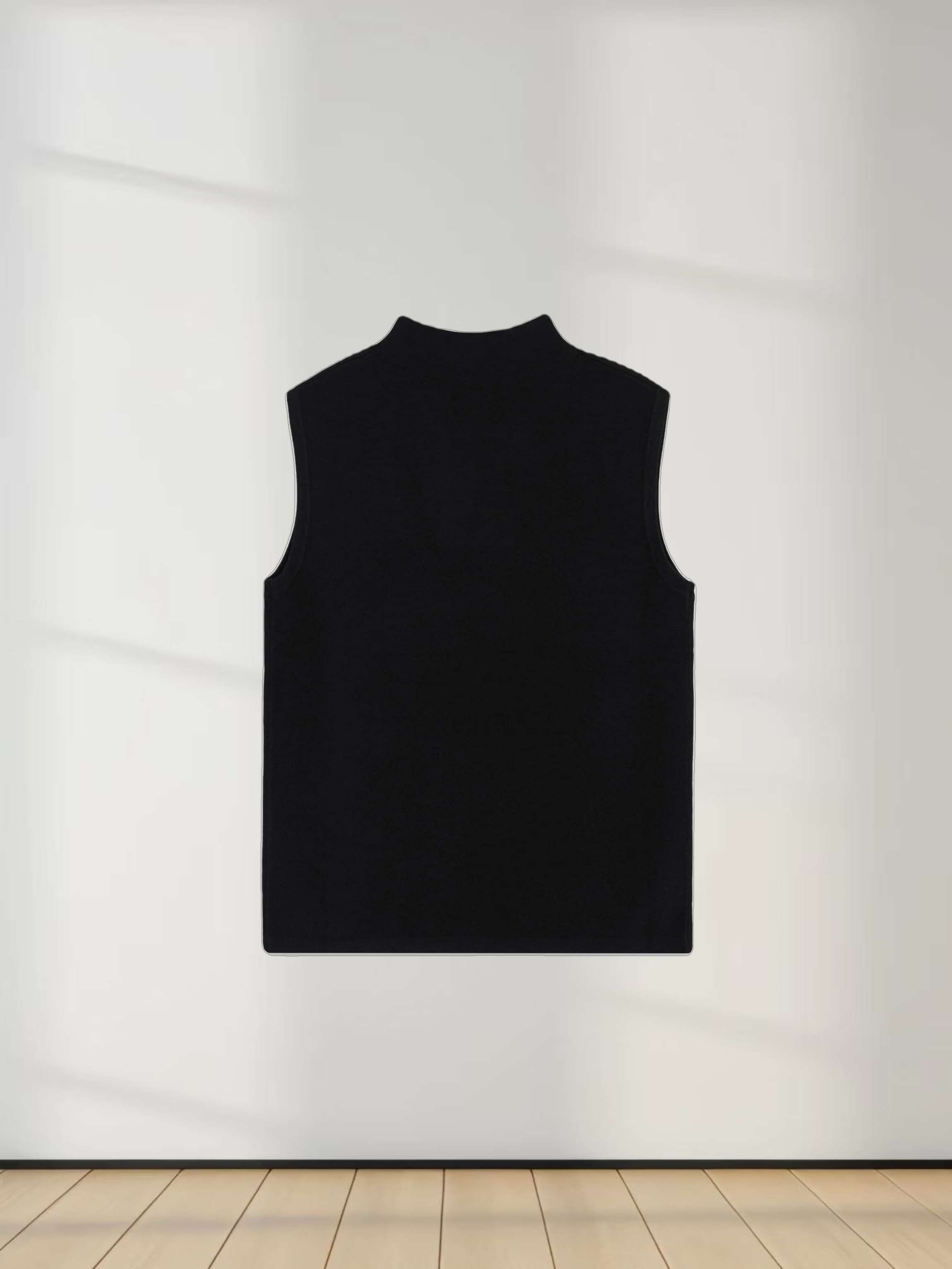 Sleeveless Mock Neck Sweater-Black
