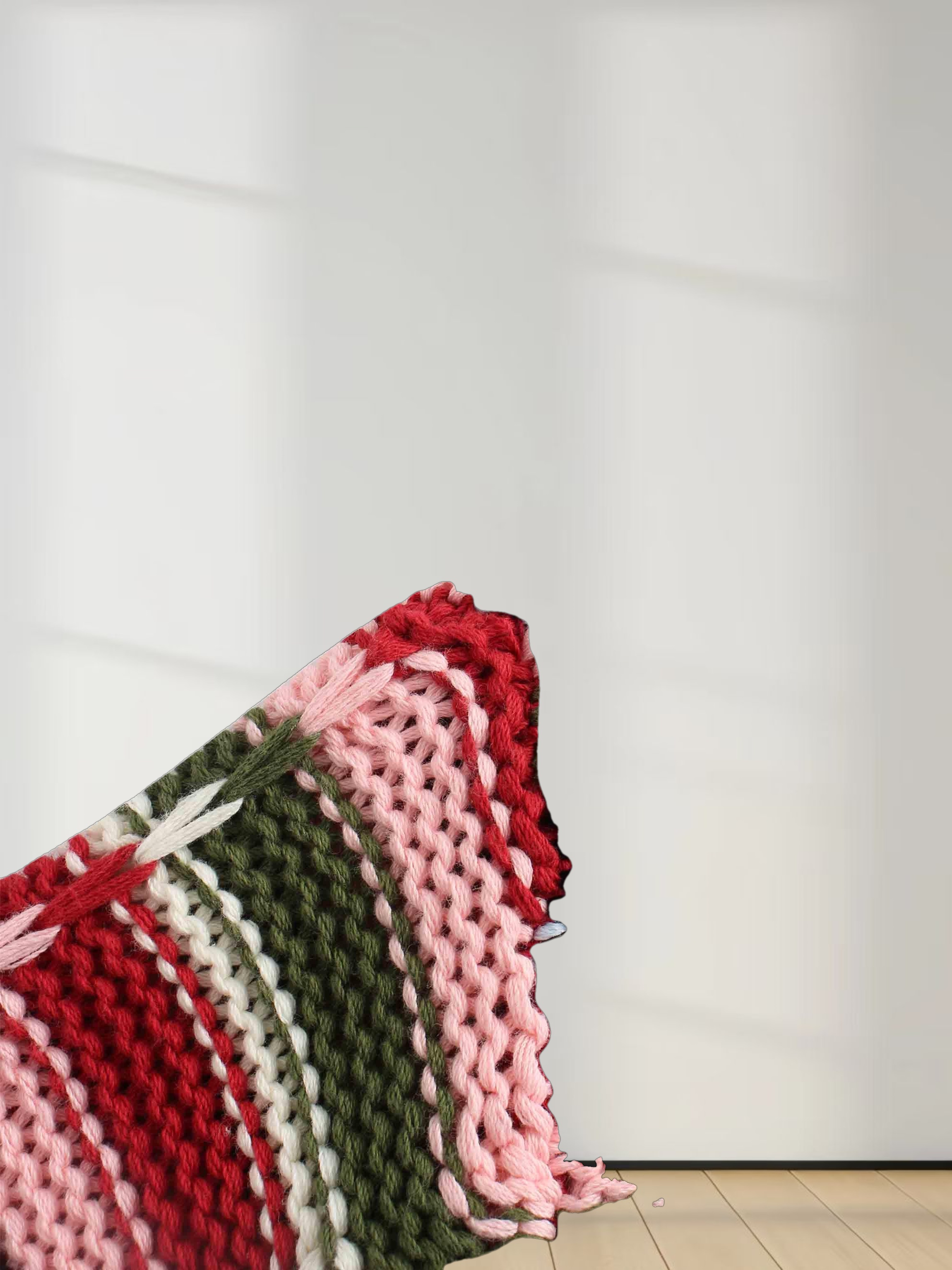 Overstitch Detail Striped Sweater-Burgundy