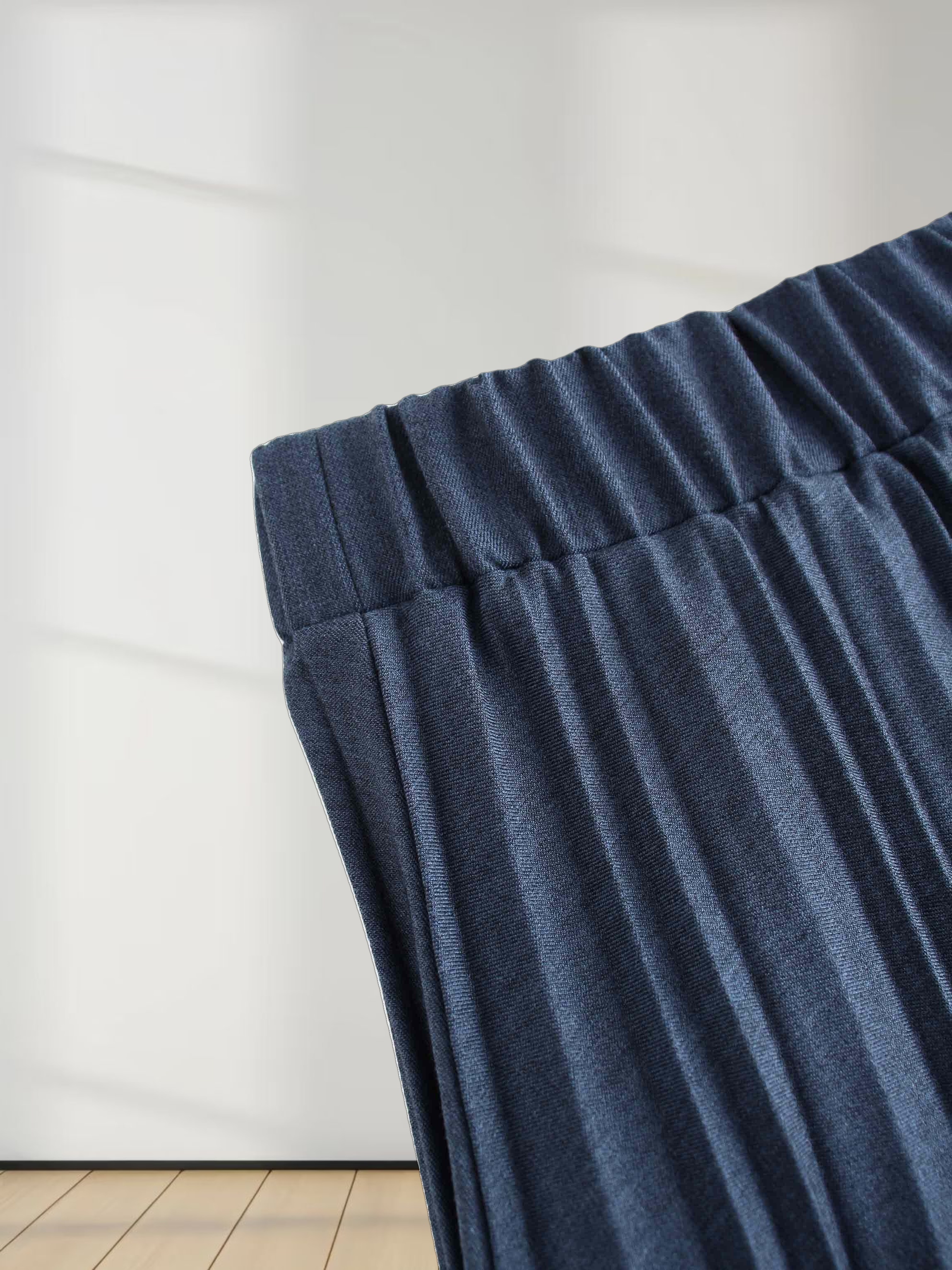 Mix Pleat Skirt-Dark Blue Denim