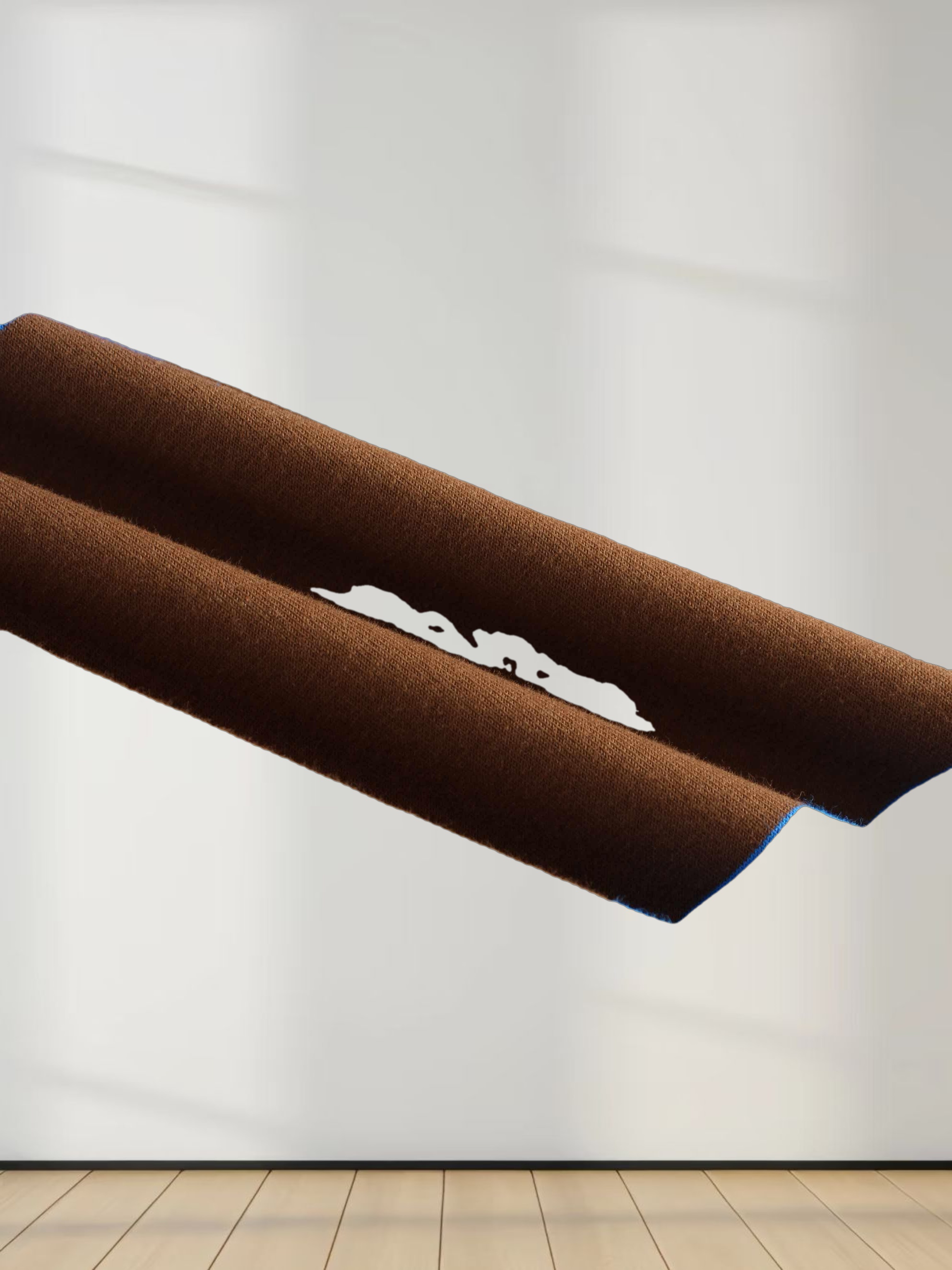 Oversized Rounded Hem T-Shirt-Brown/Cobalt