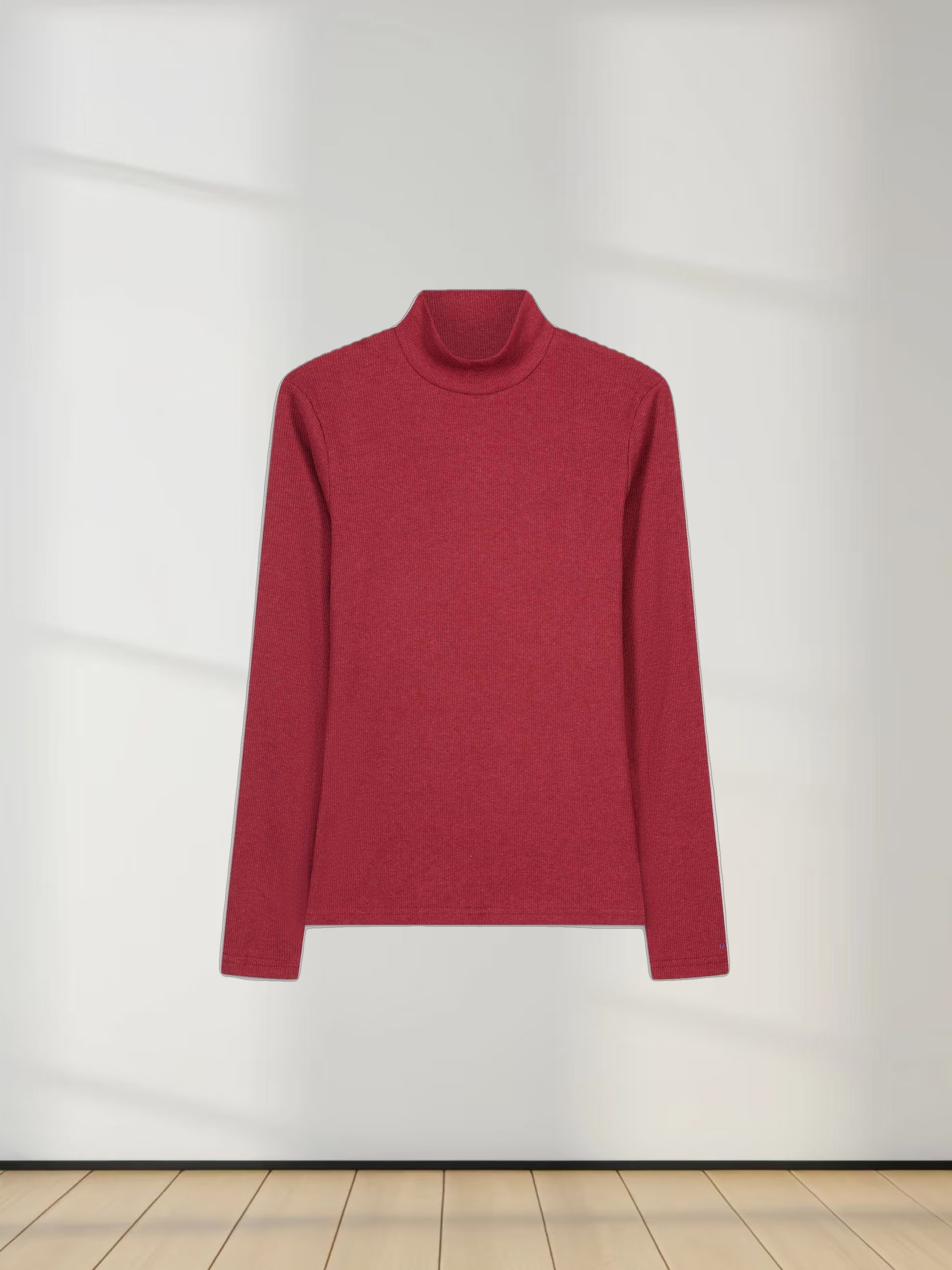 HEATHERED TURTLENECK-BURGUNDY
