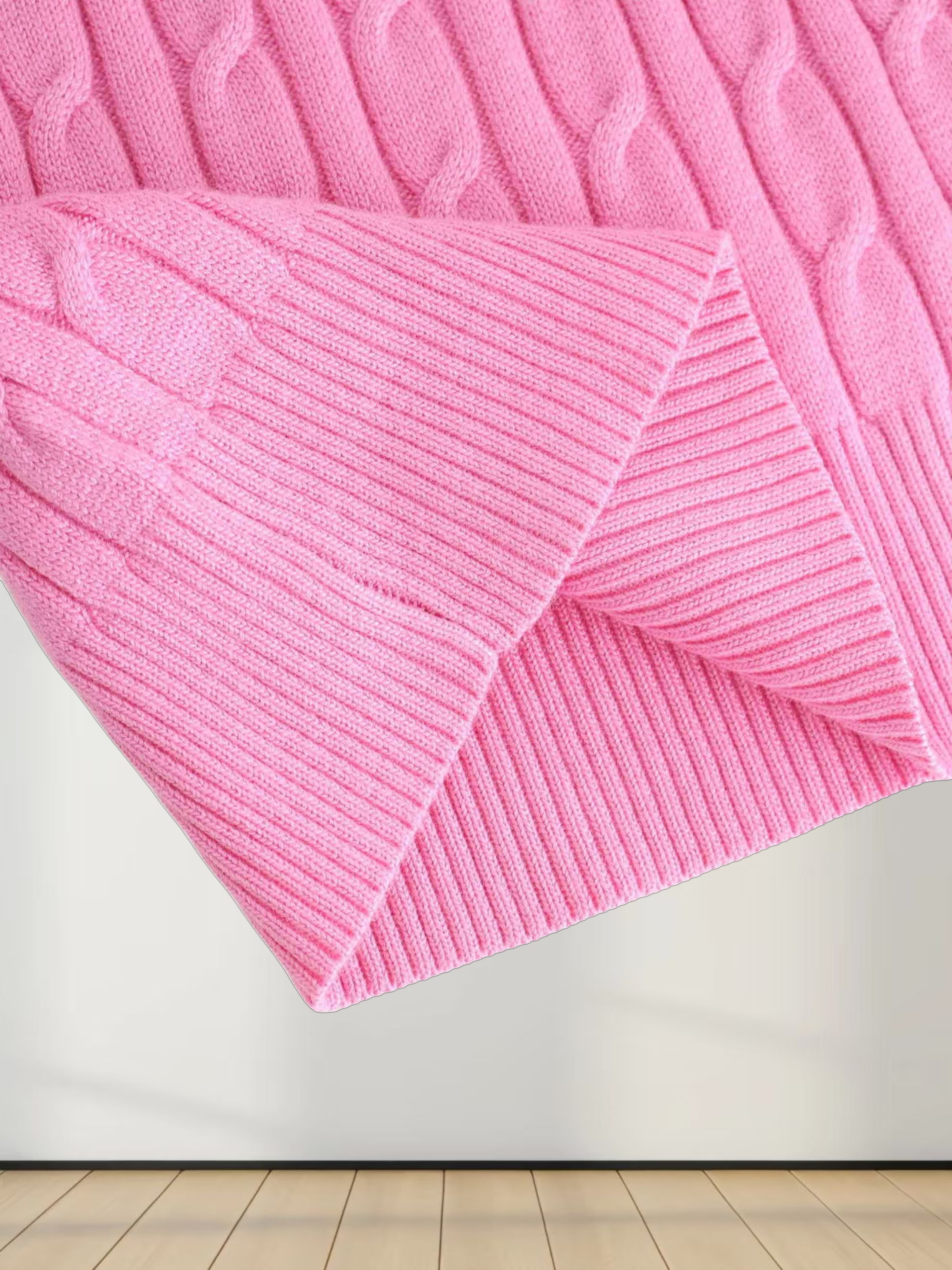 Knit Cable Sweater-Bubble Gum Pink