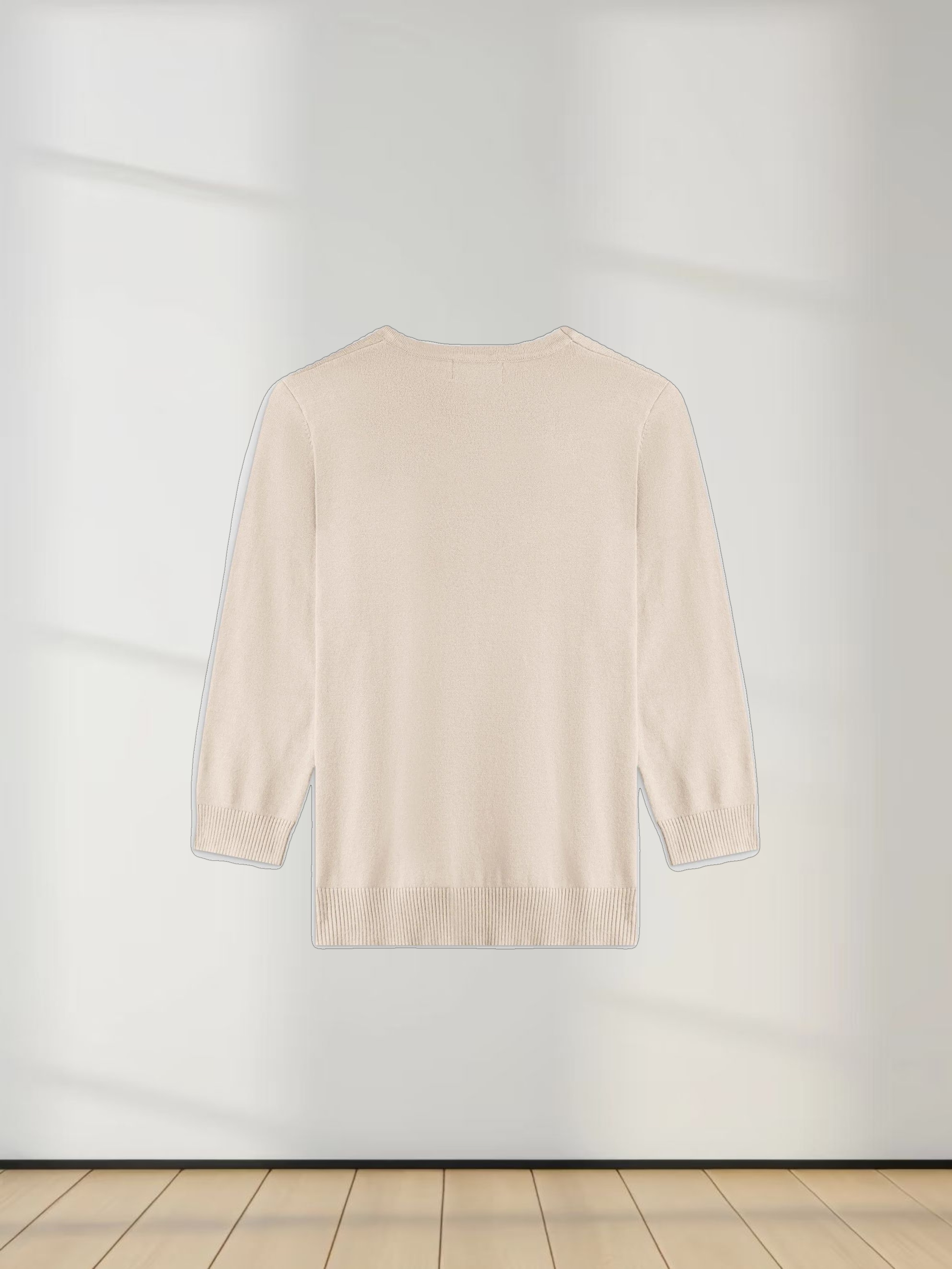 Basic Crew Sweater 3Q-Ivory