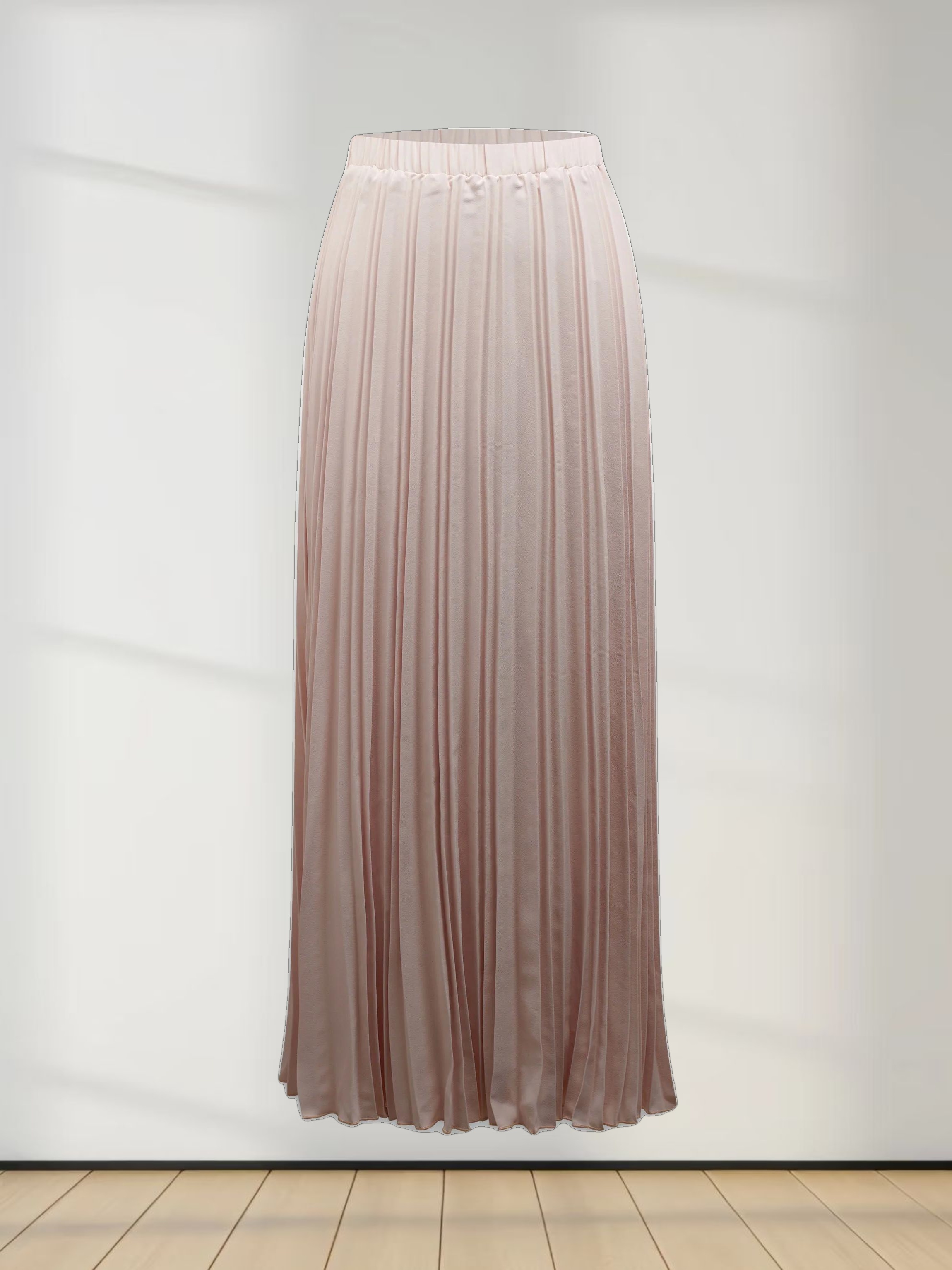 Crepe Pleated Maxi Skirt-Pink