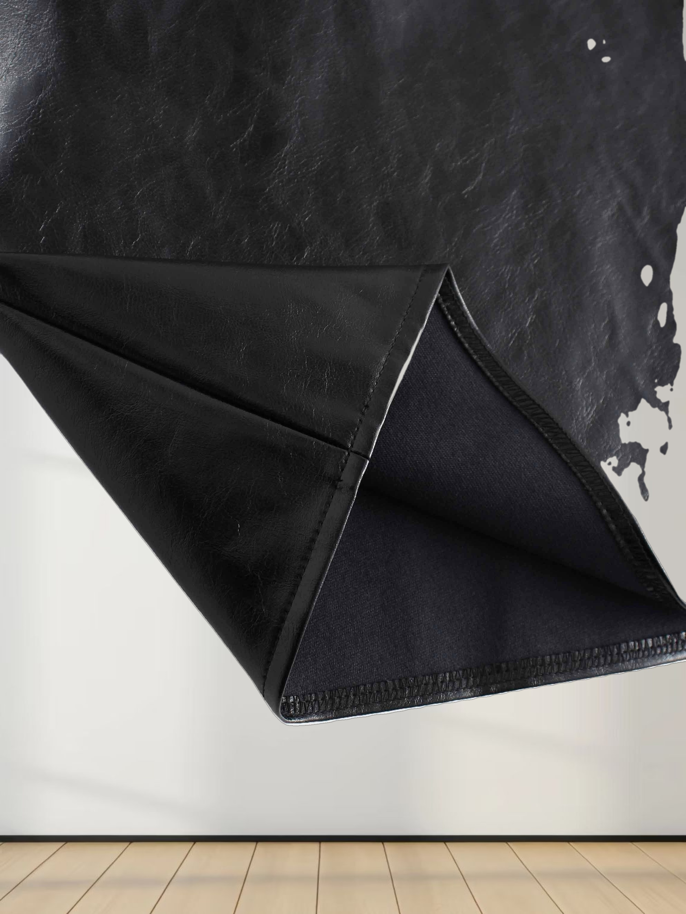 Coated Faux Leather A-Line Skirt-Black