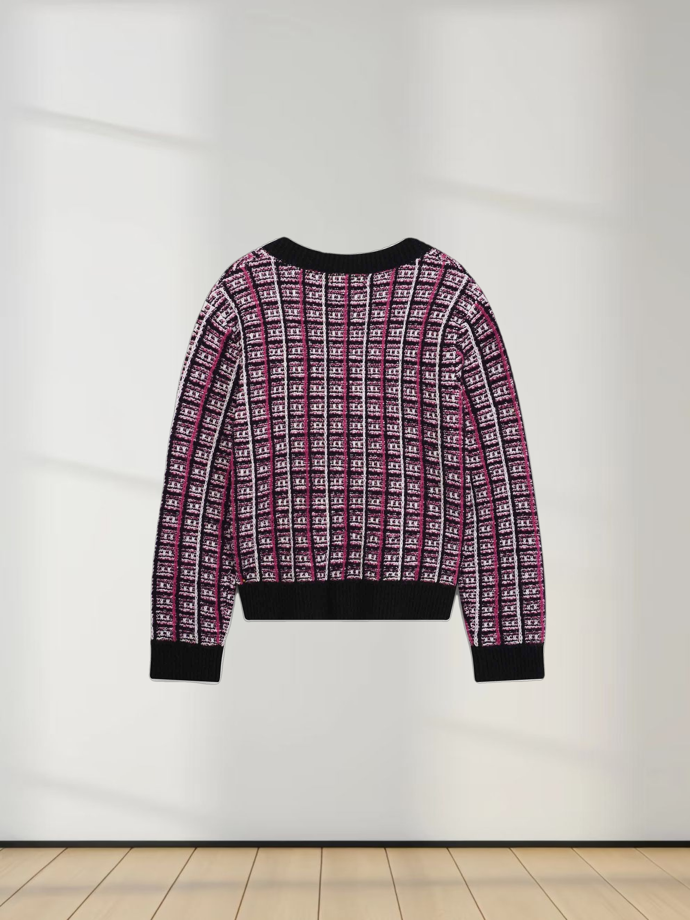 Boucle Knit Cardigan-Pink