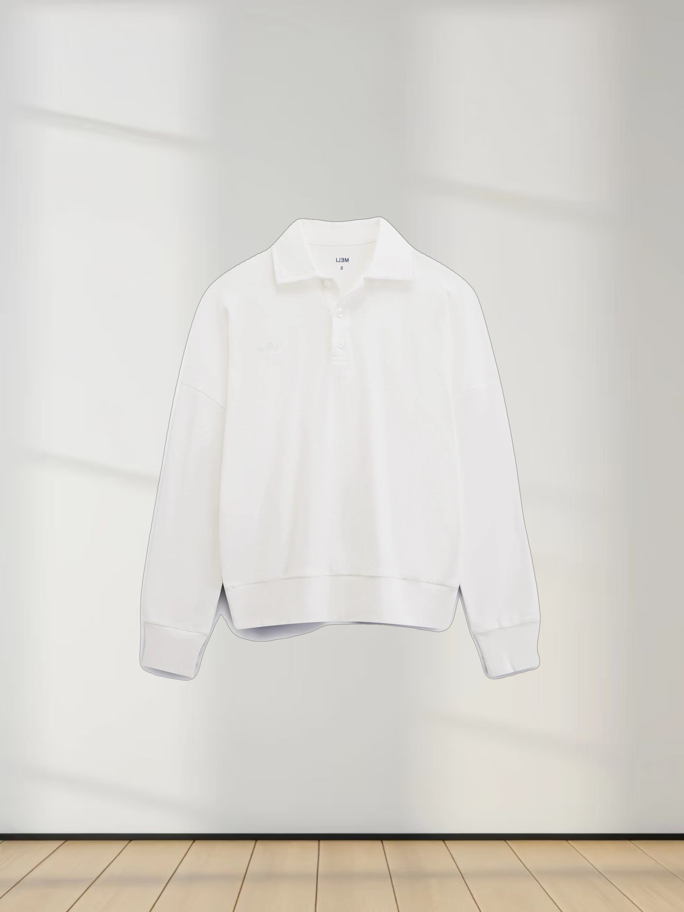 Collared Bomber Tee-White