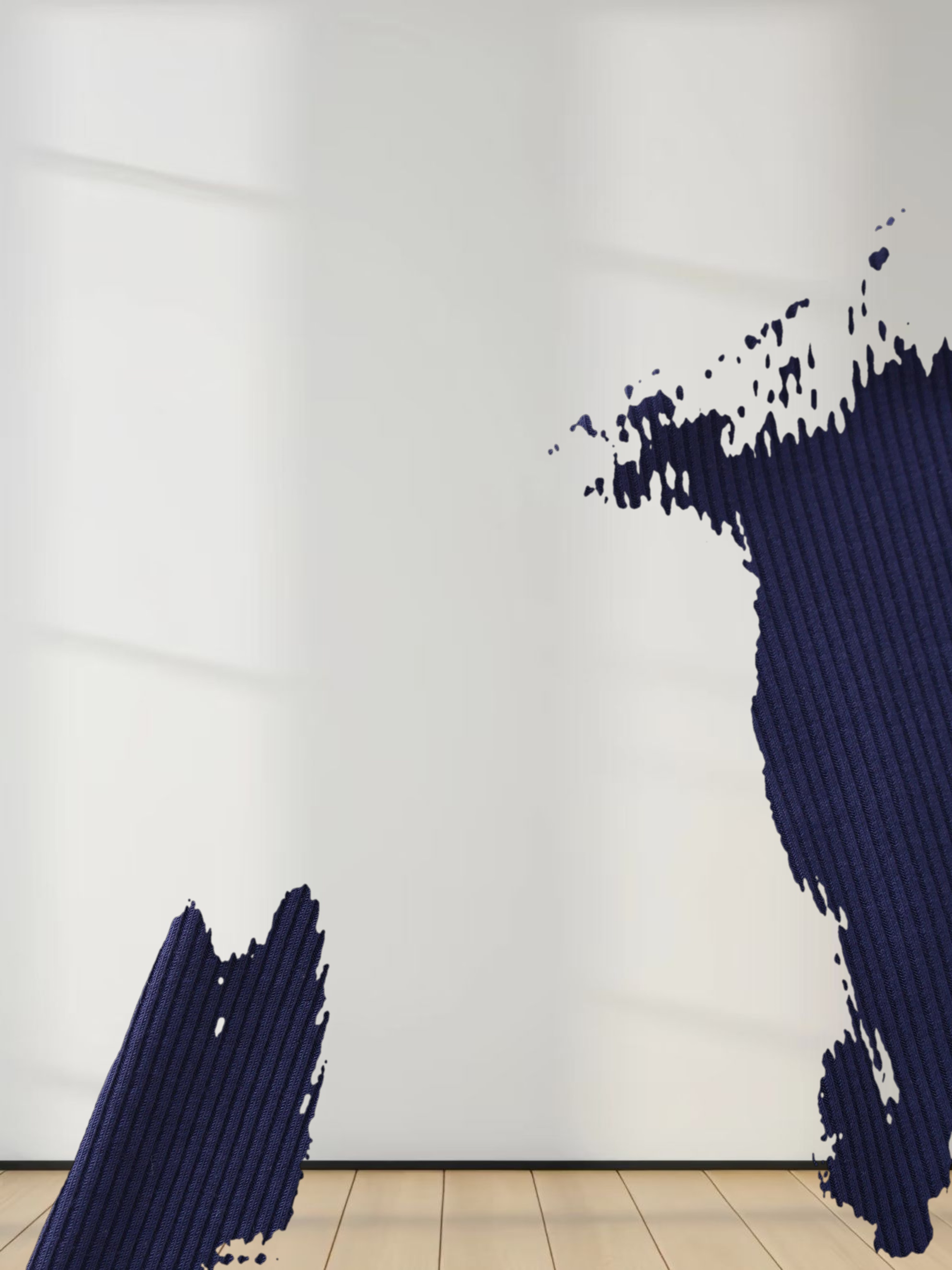 High V Ribbed Tee LS-Dark Navy