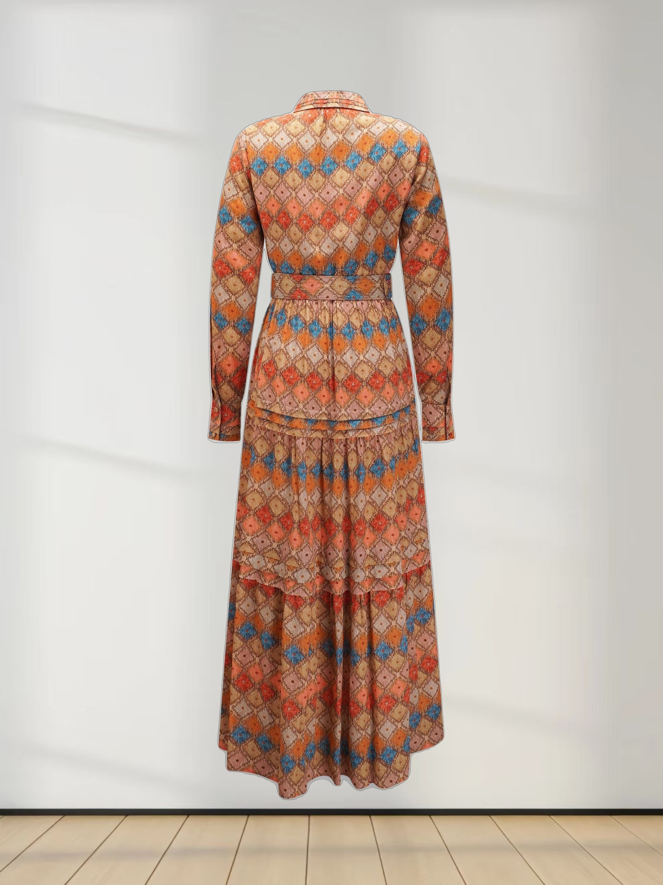 Pleated Tiered Maxi Dress-Diamond Design