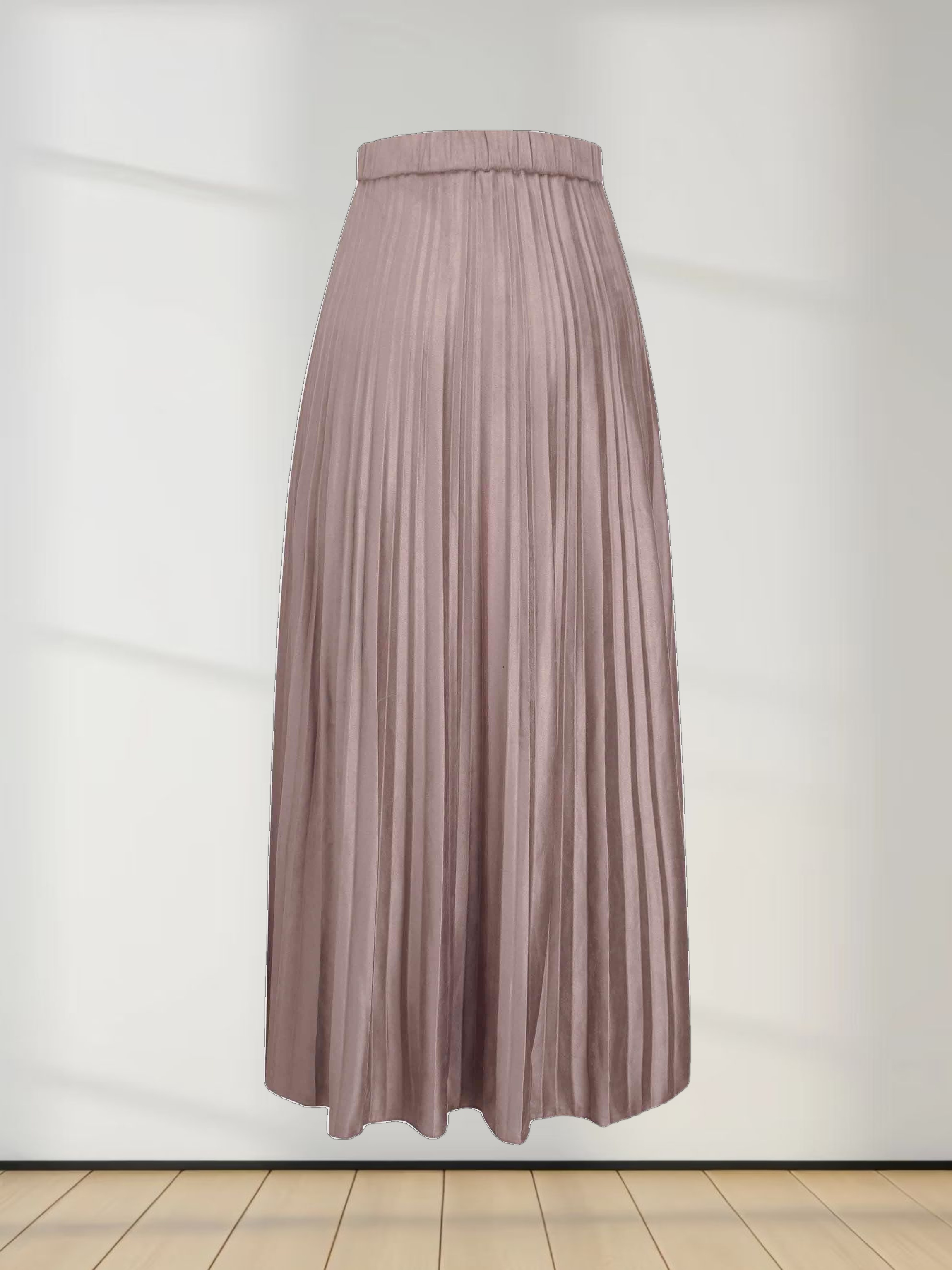 Pleated Faux Suede Skirt 37