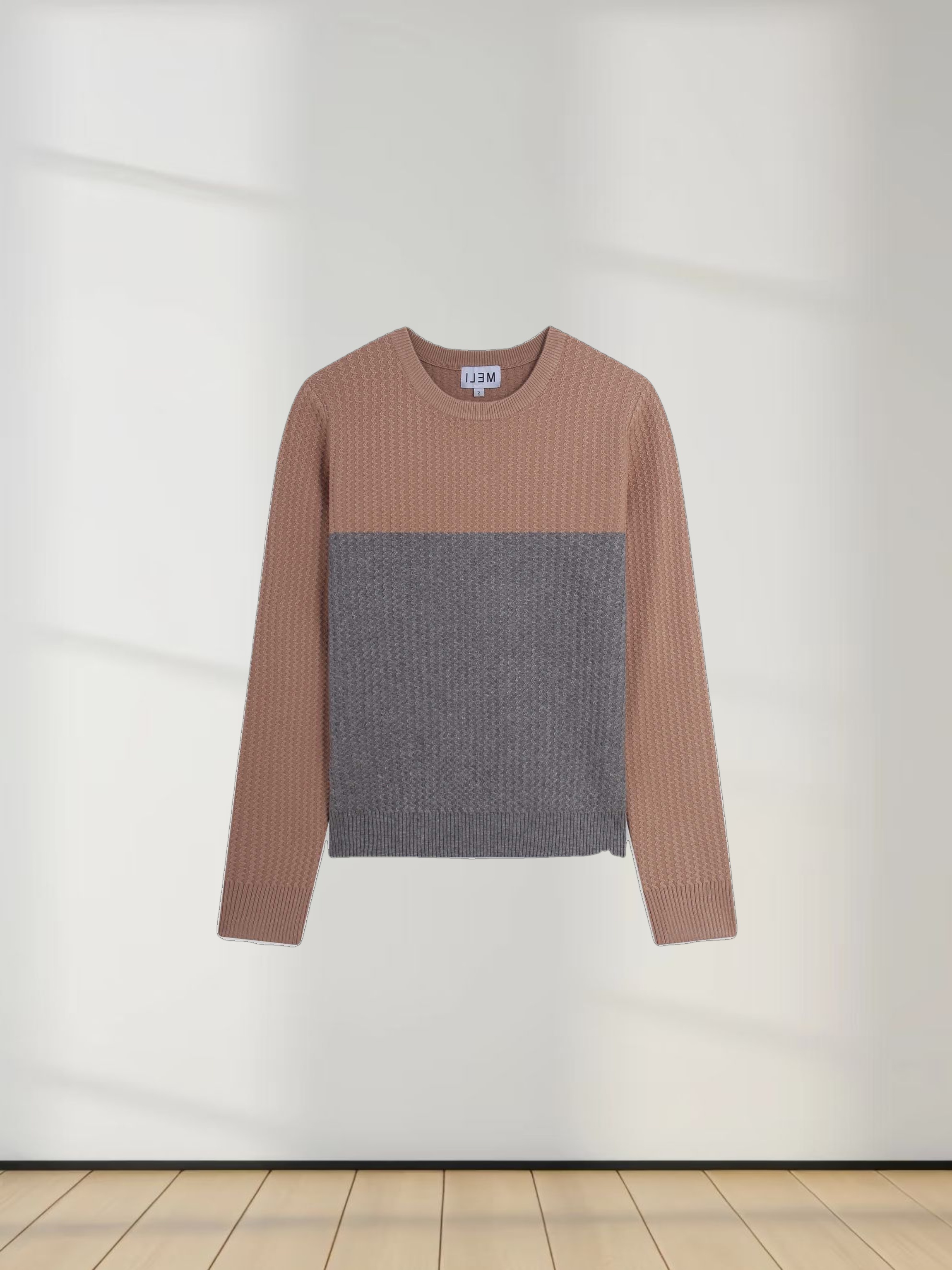 Waffle Wave Sweater-Taupe/Grey