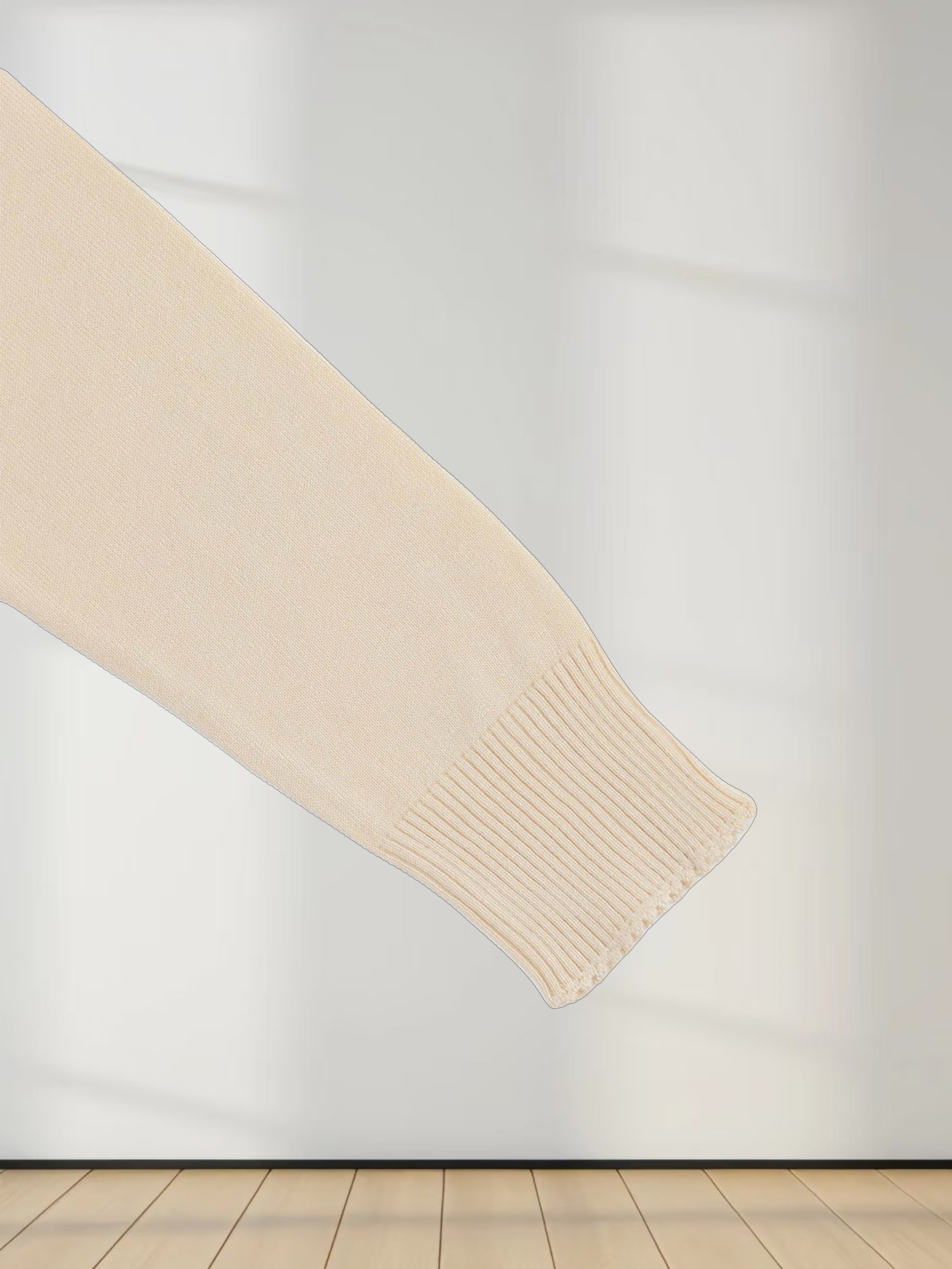 Trim Detail Crew Crop Cardigan-Ivory