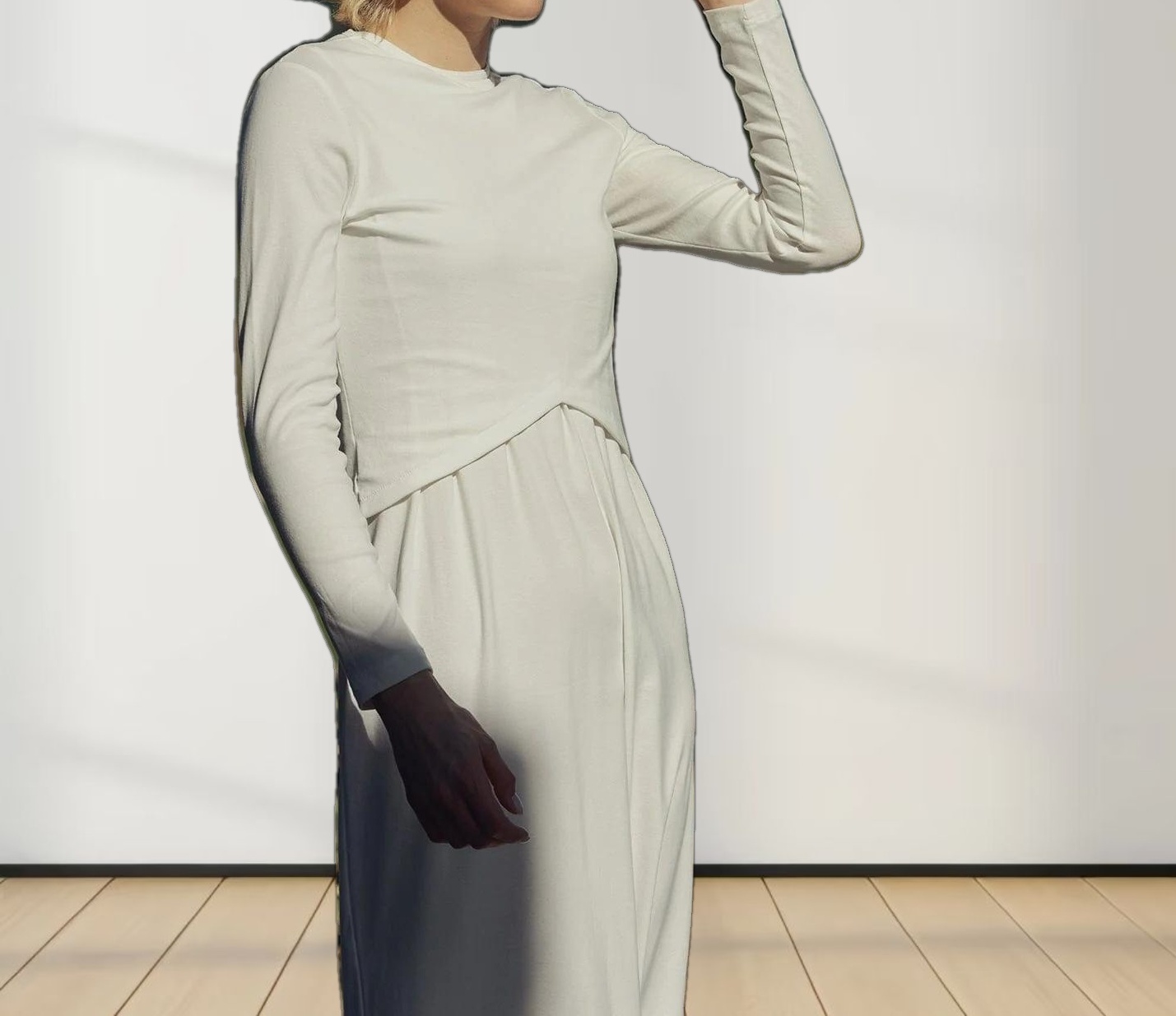 Basic T-Shirt Slip Dress-White