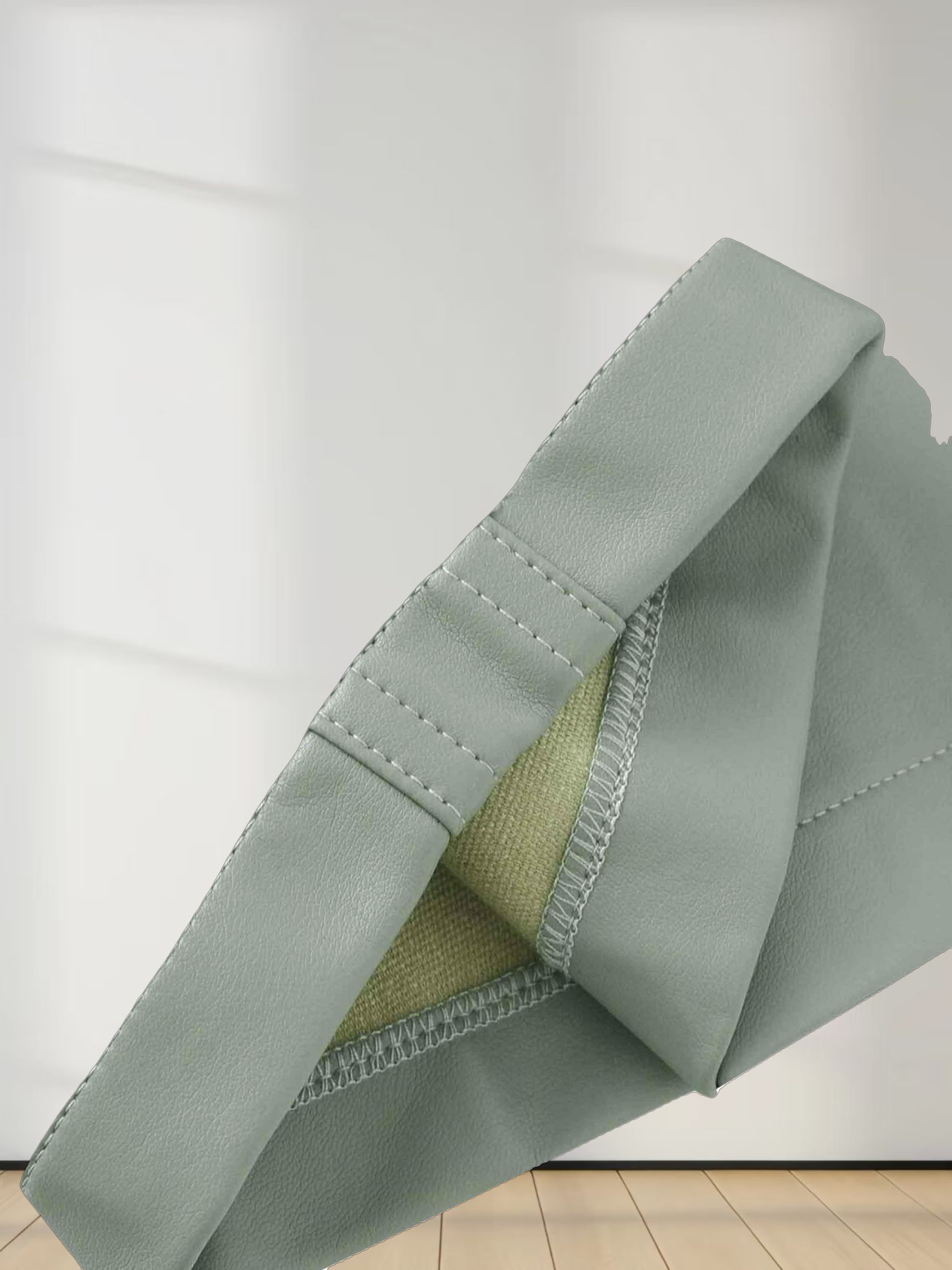 Leather Inverted Pleat Skirt-Seafoam