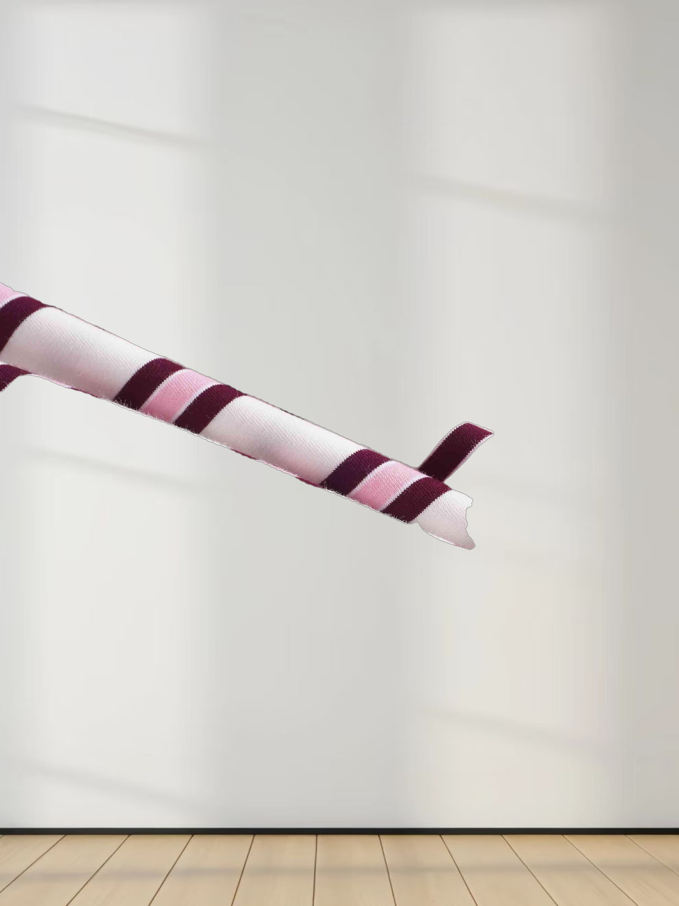 Flat Striped High V Long Sleeve-Raspberry/Pink