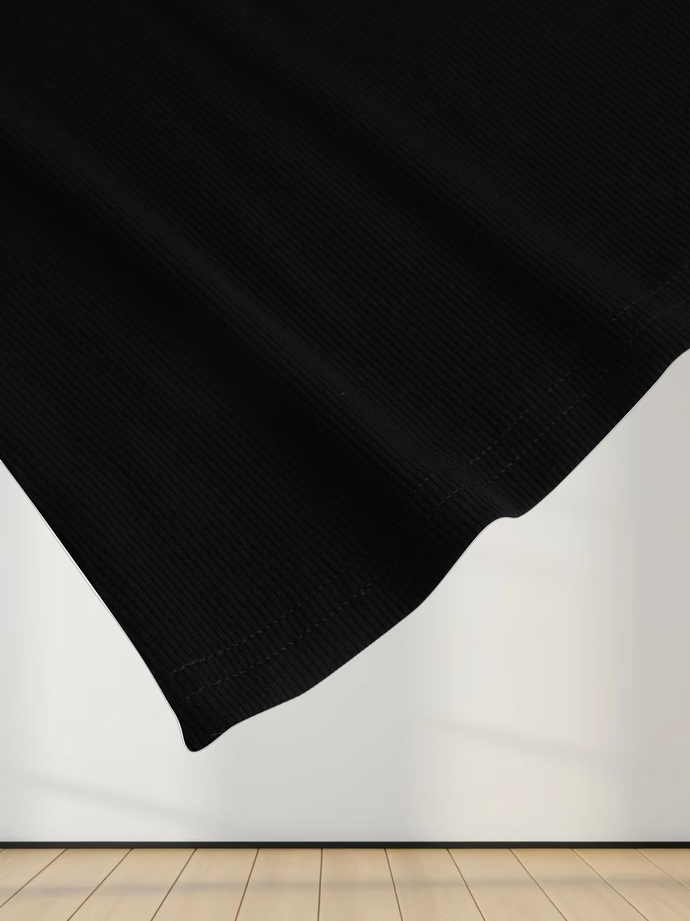 Soft Ribbed High V Tee-Black