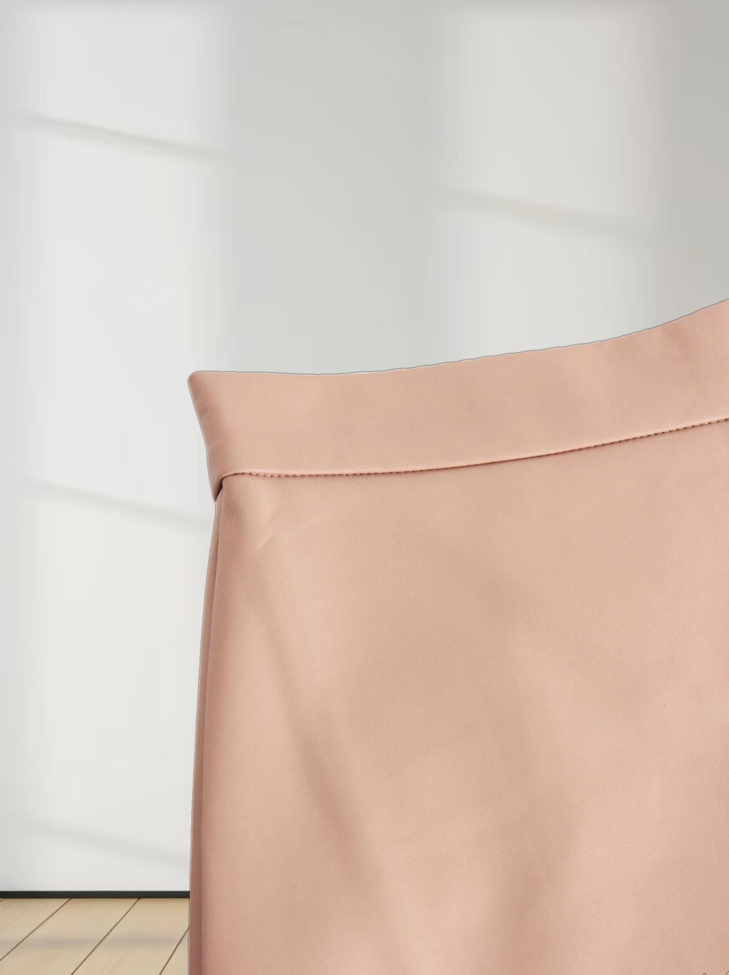 Leather A-Line Skirt-Peach