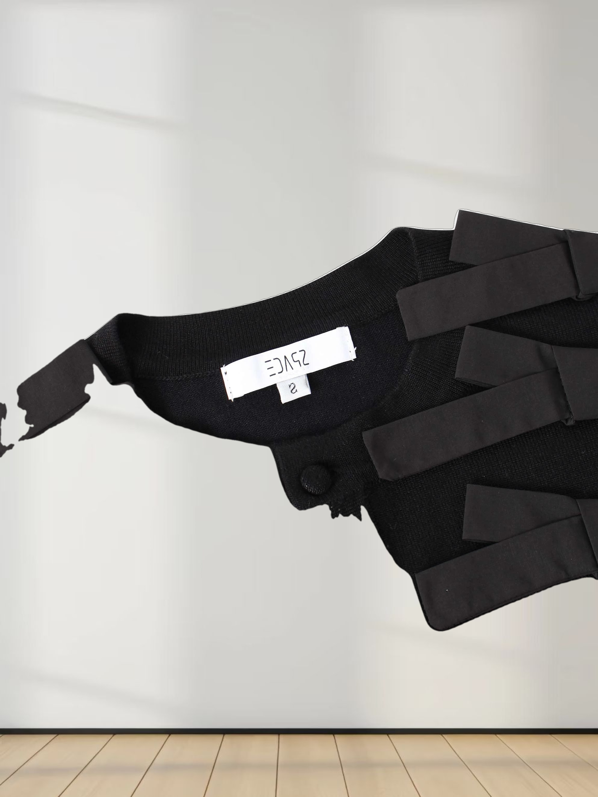 Cropped Bow Cardigan-Black