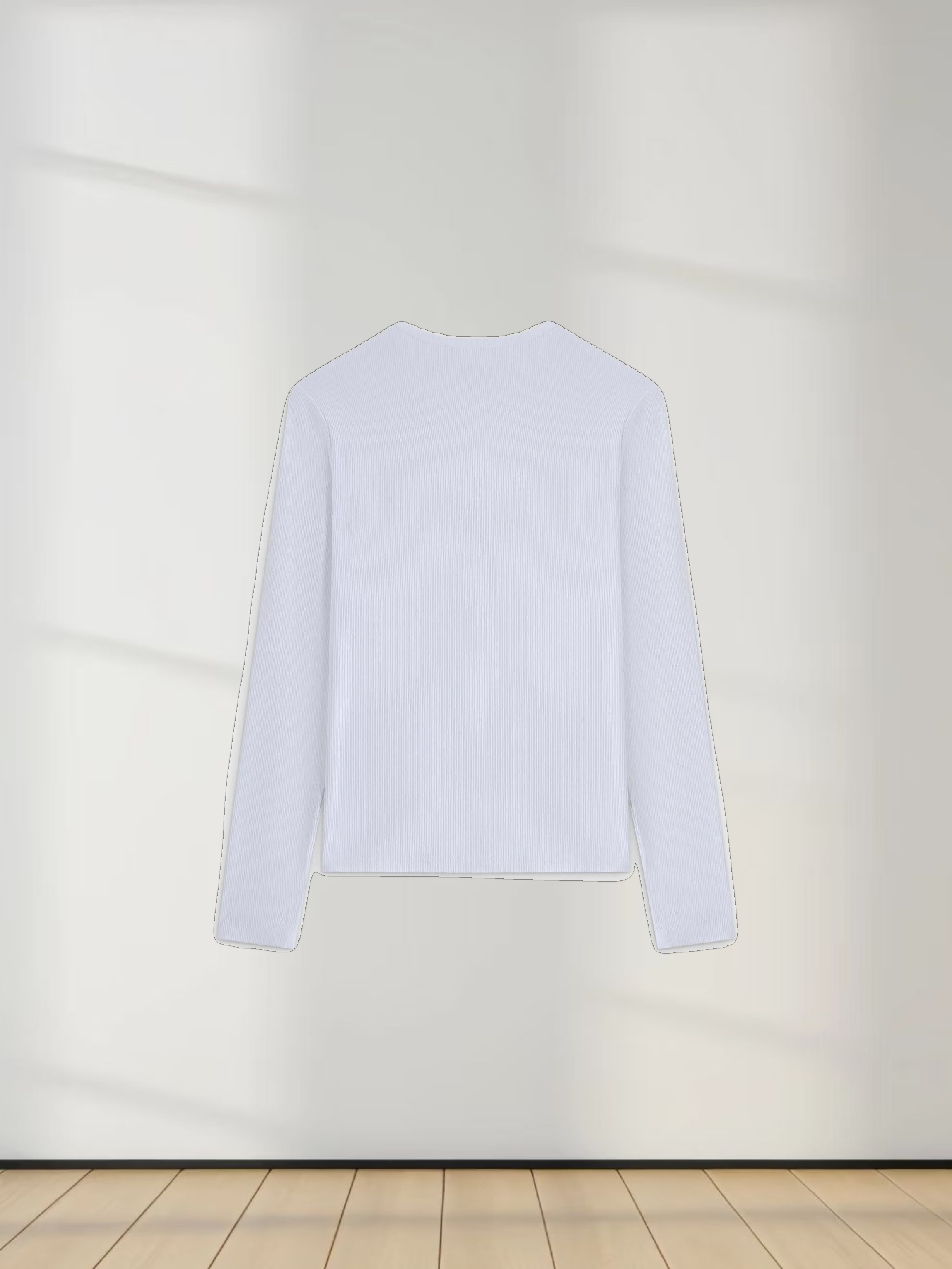 CLASSIC RIBBED CREW TEE LS-WHITE