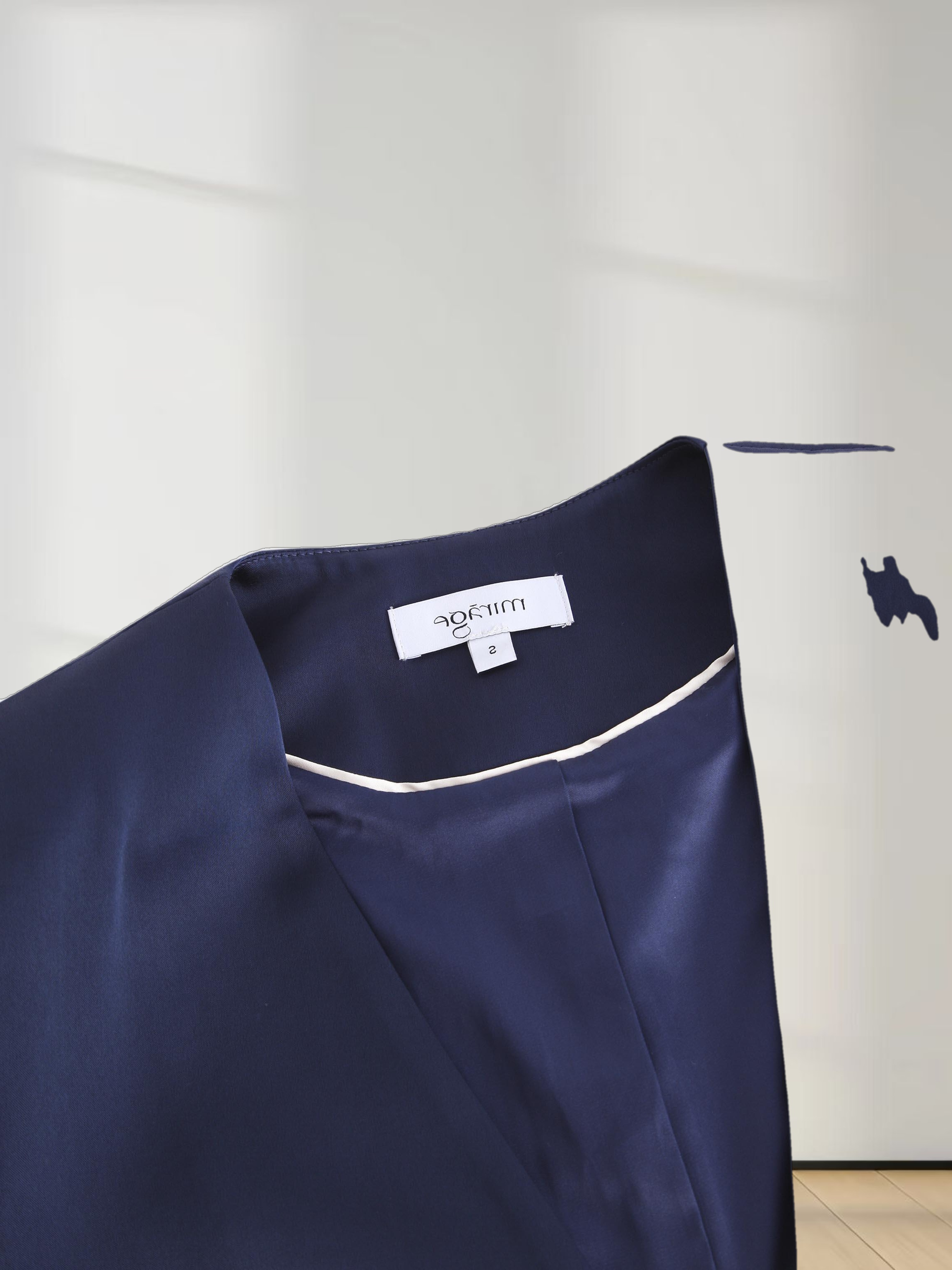 Satin Evening Blazer-Navy