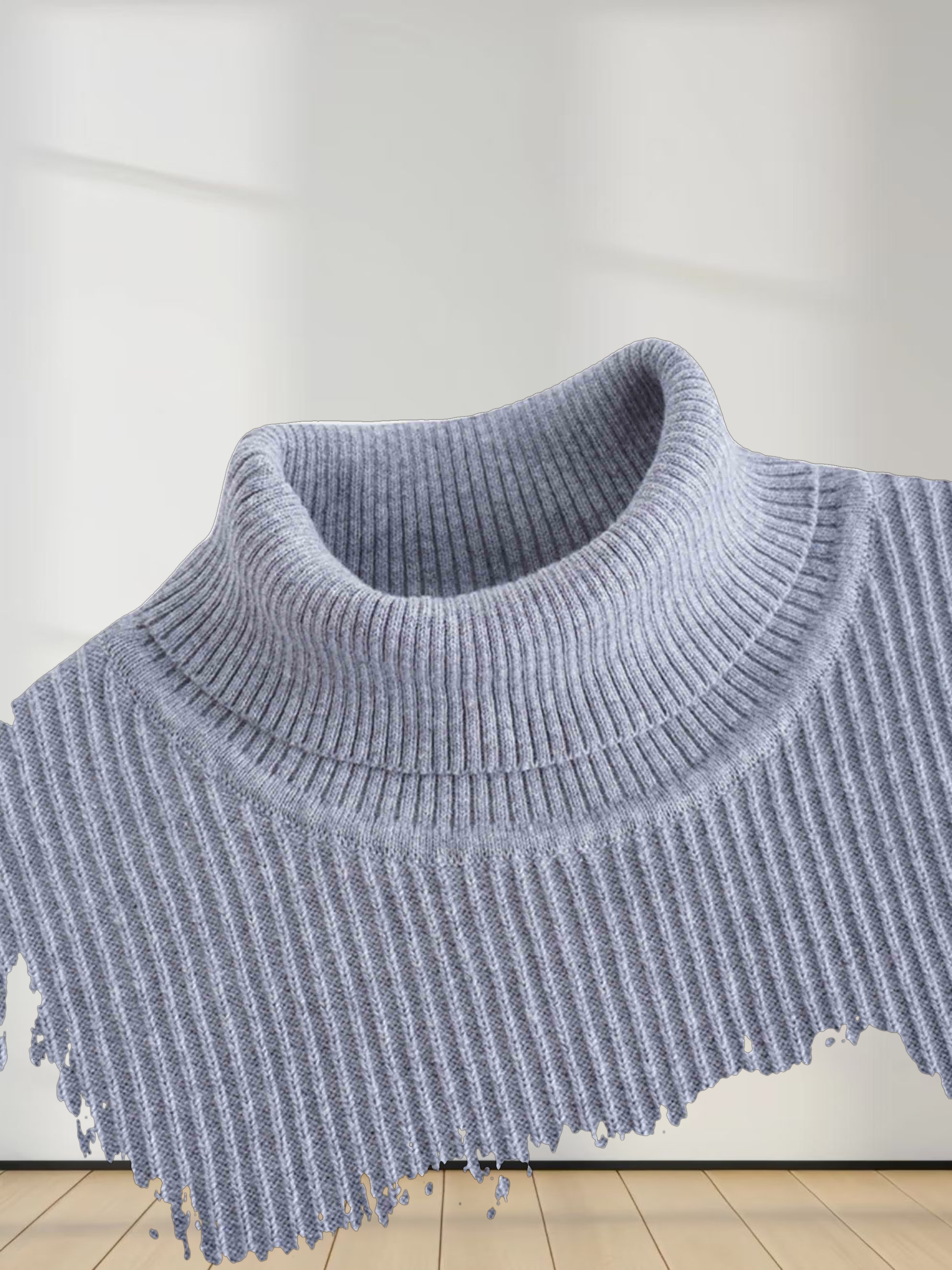 Sleeveless Ribbed Turtleneck-Heathered Grey