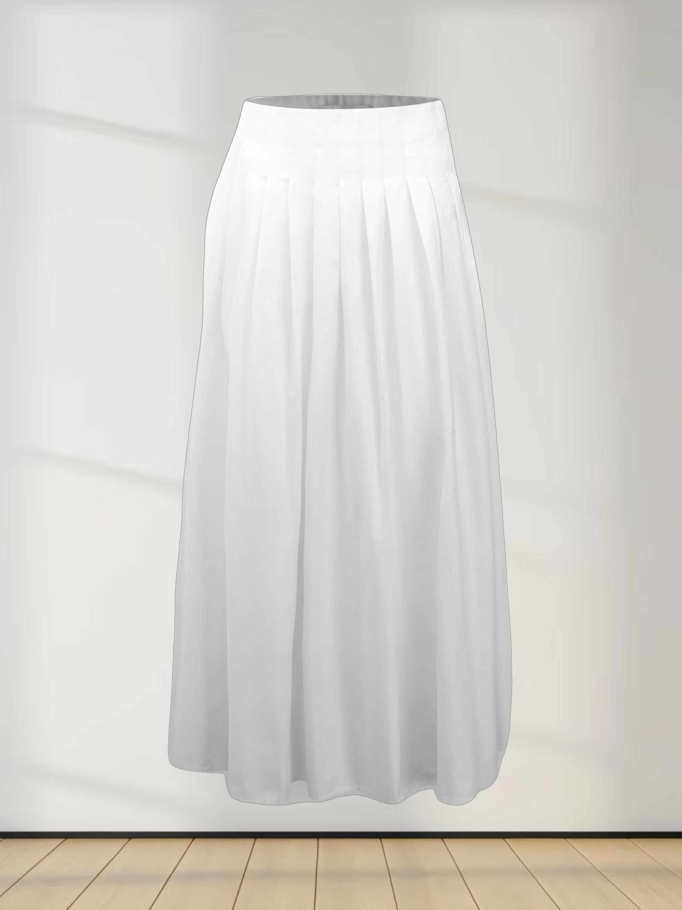 Full Pleated Skirt-White
