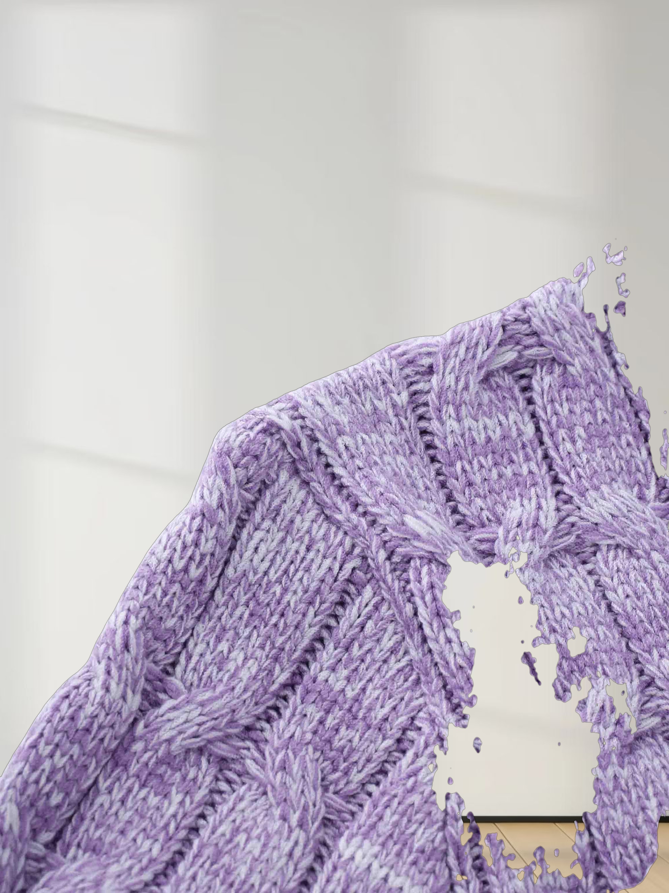 Chunky Heathered Cable sweater-Lavender/White
