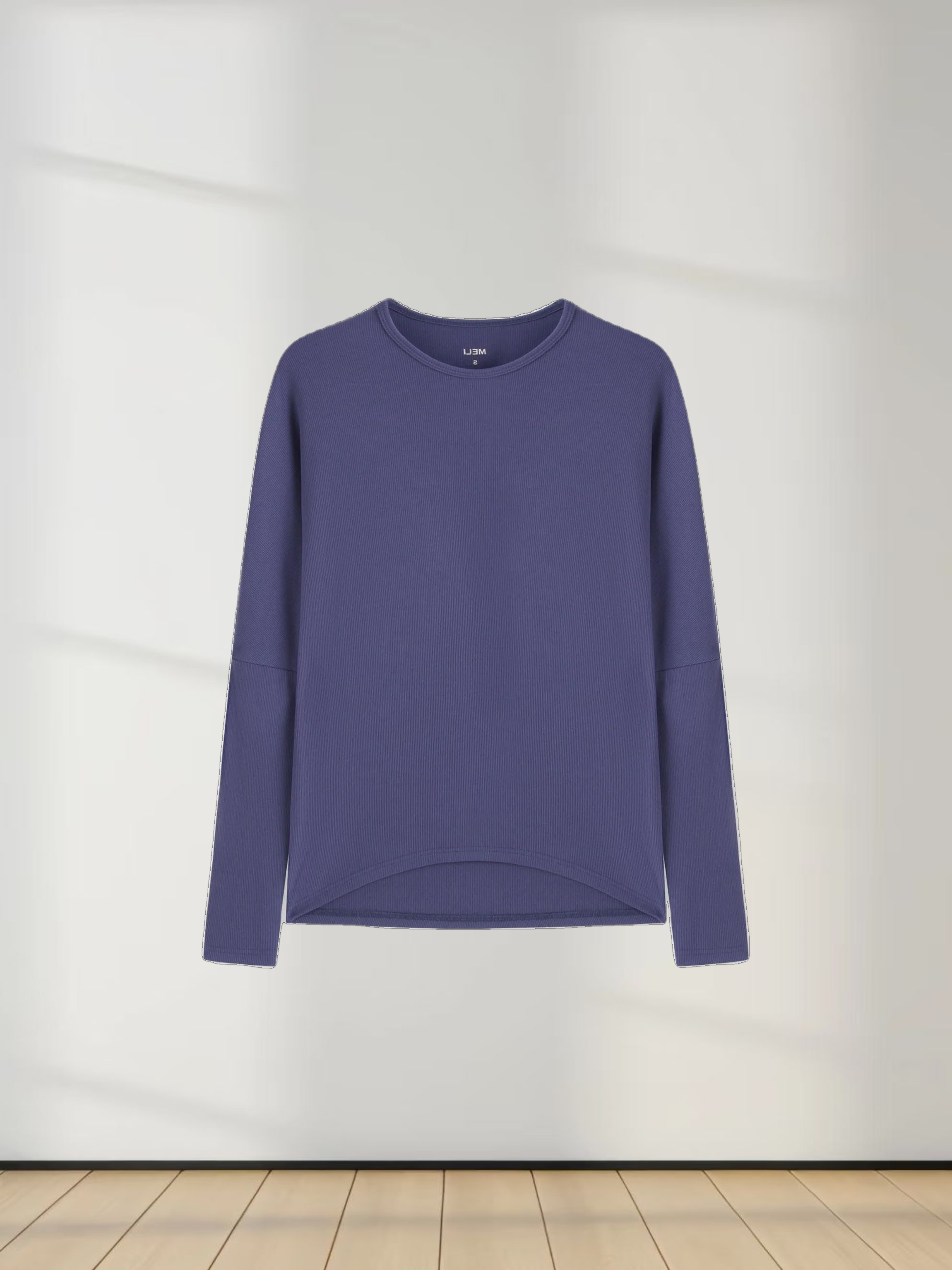 Crew Ribbed Dolman-Indigo Blue